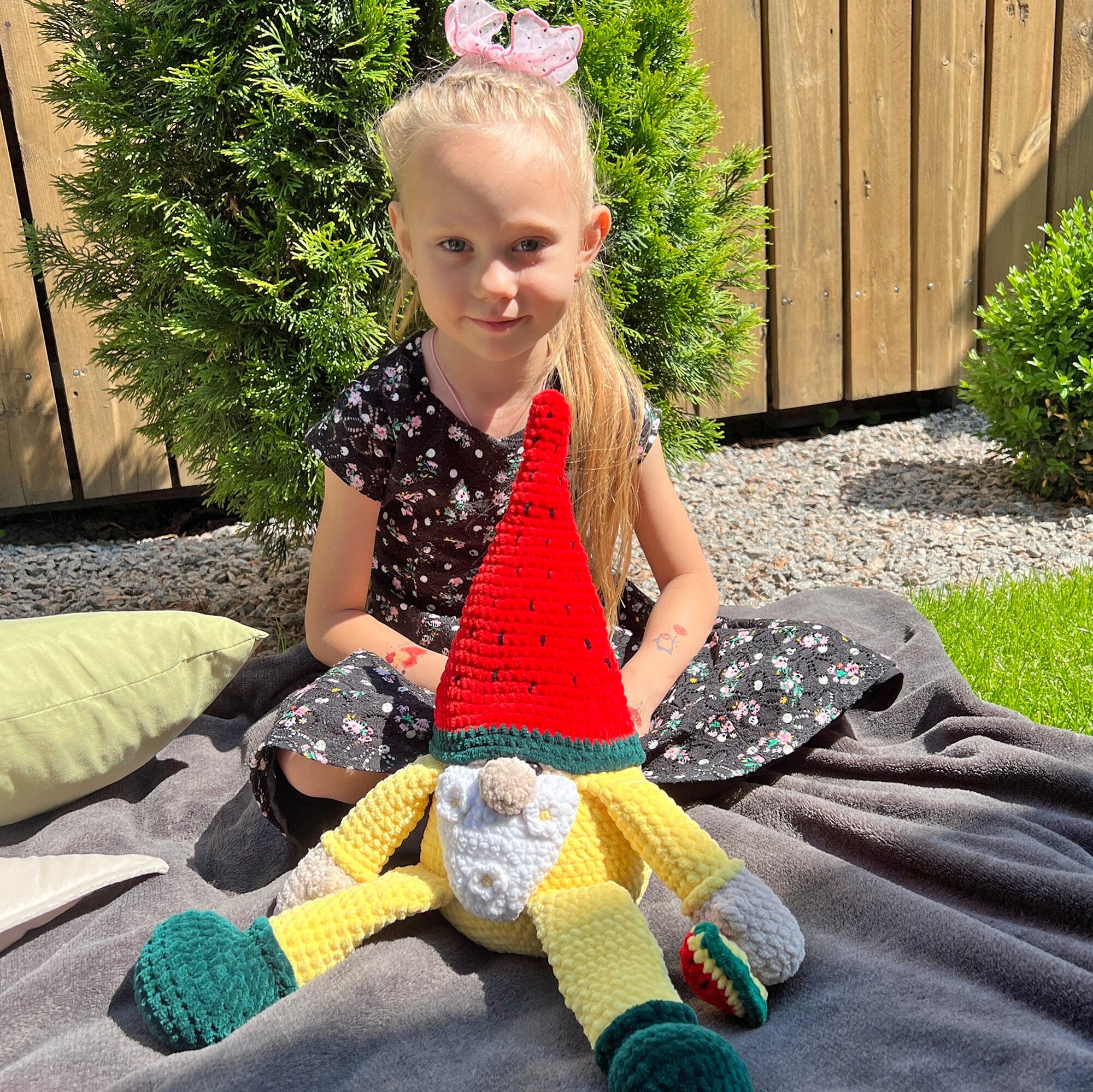 GNOME PATTERN, Crochet Watermelon Plush Gnome, Plush Pattern, Crochet Plushie, Plush Toys, Amigurumi Pattern, DIY Crochet Toy Pattern