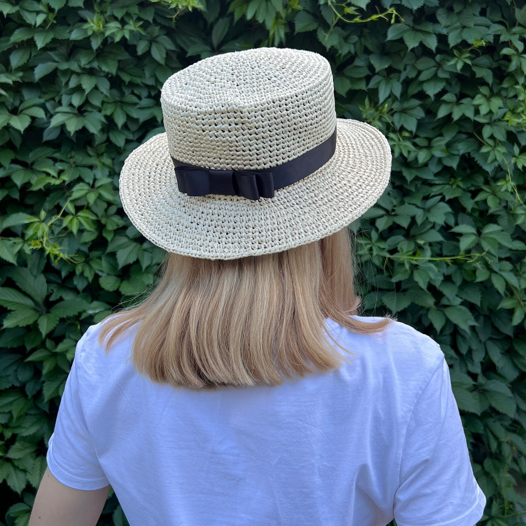 Crochet SUN HAT Pattern, Canotier PDF Crochet Hat Pattern, Bow Fashion Hat, Sunscape Sun Hat, Crochet Sun Hat, Crochet Trendy Hat Pattern