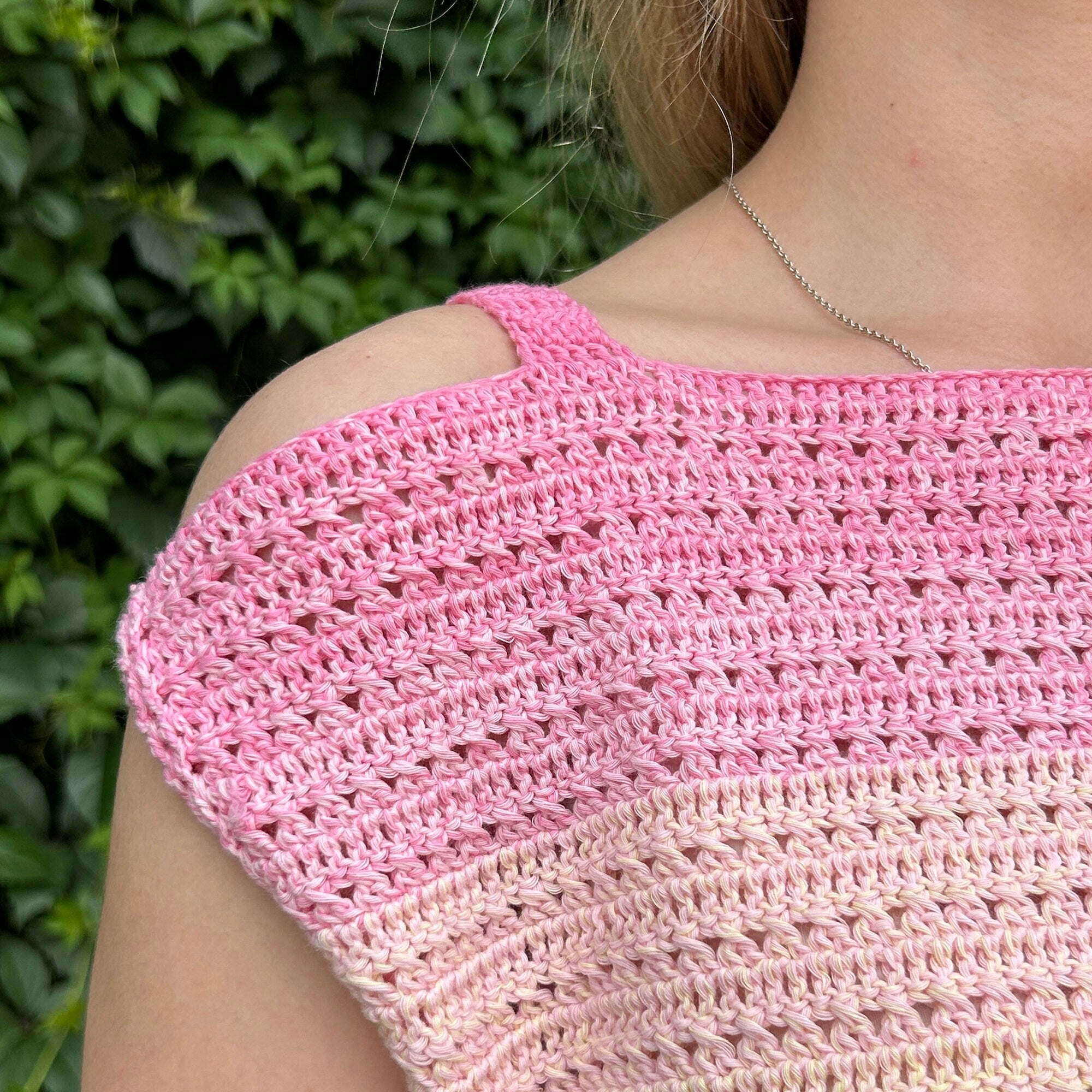 Crochet Top Summer T-shirt, Open Shoulder Easy Tee Beginner English Pattern, US Terms, Crocheters Pattern PDF, Instant Digital Download