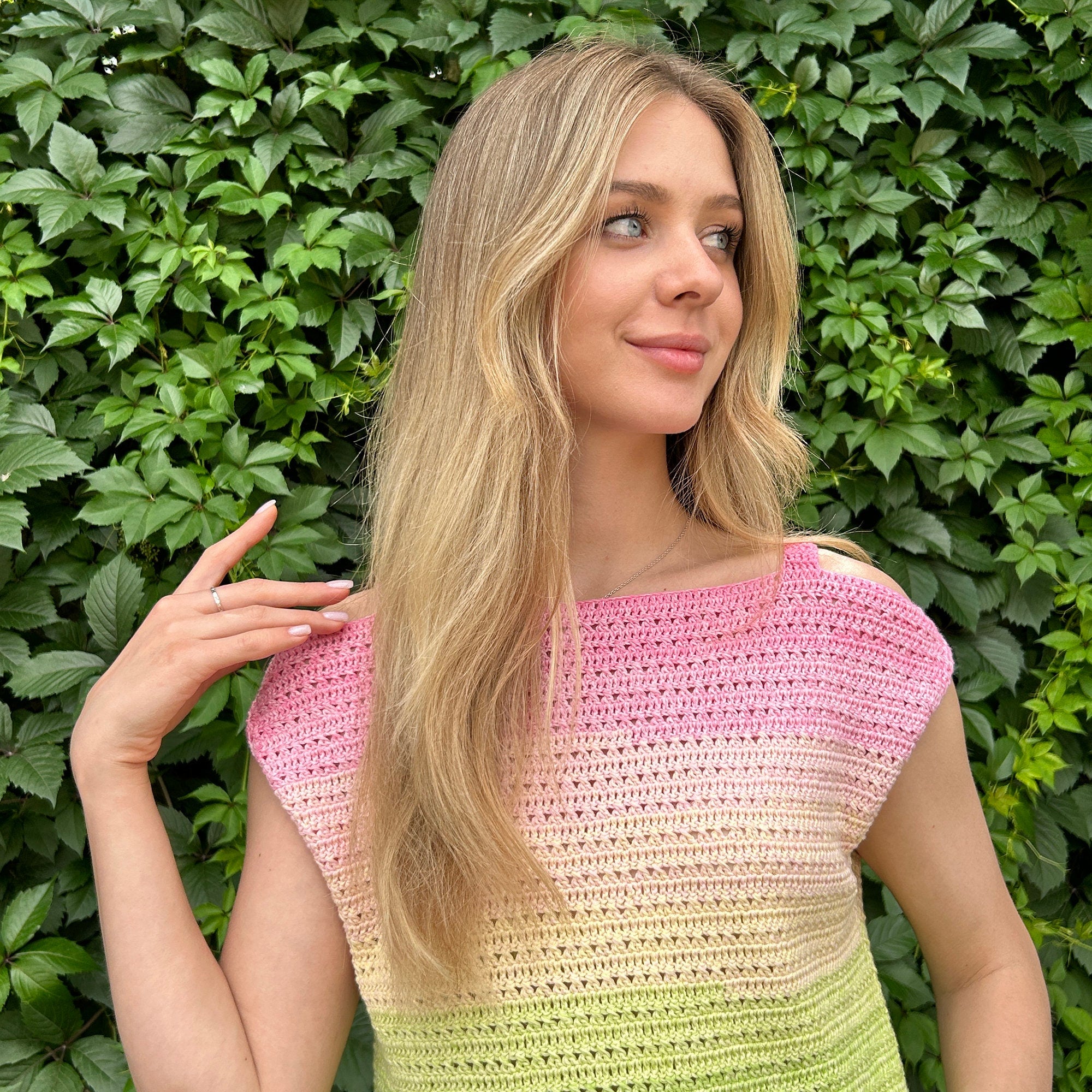 Crochet Top Summer T-shirt, Open Shoulder Easy Tee Beginner English Pattern, US Terms, Crocheters Pattern PDF, Instant Digital Download