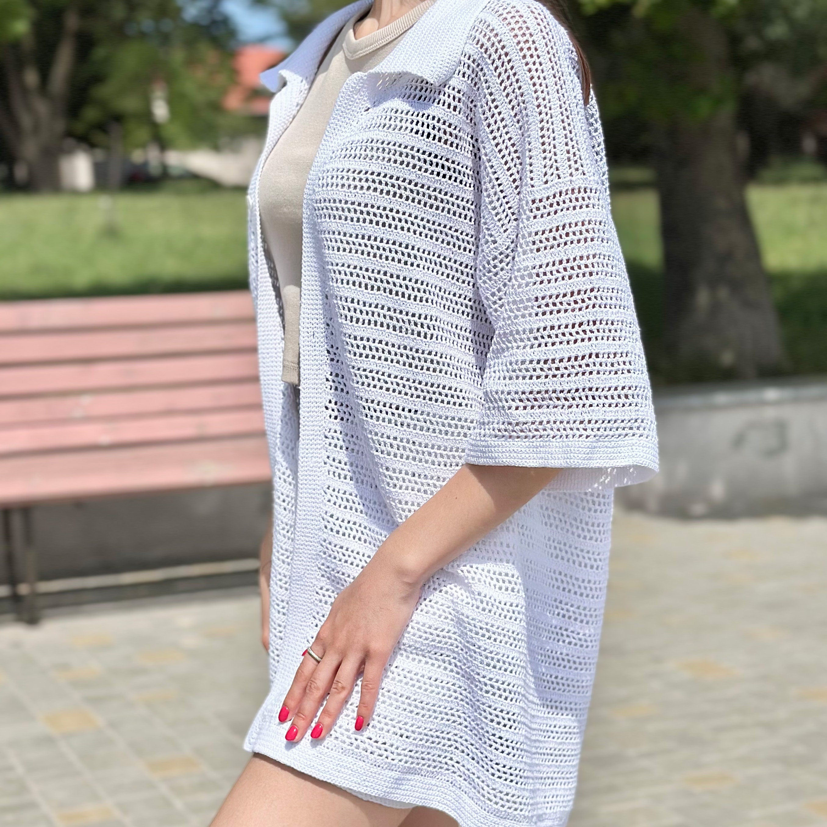 Crochet Shirt PDF Pattern For Men & Women Unisex Button Up Summer Shirt Pattern Men's Crochet Shirt Women's Beach Cover Up Instant Download