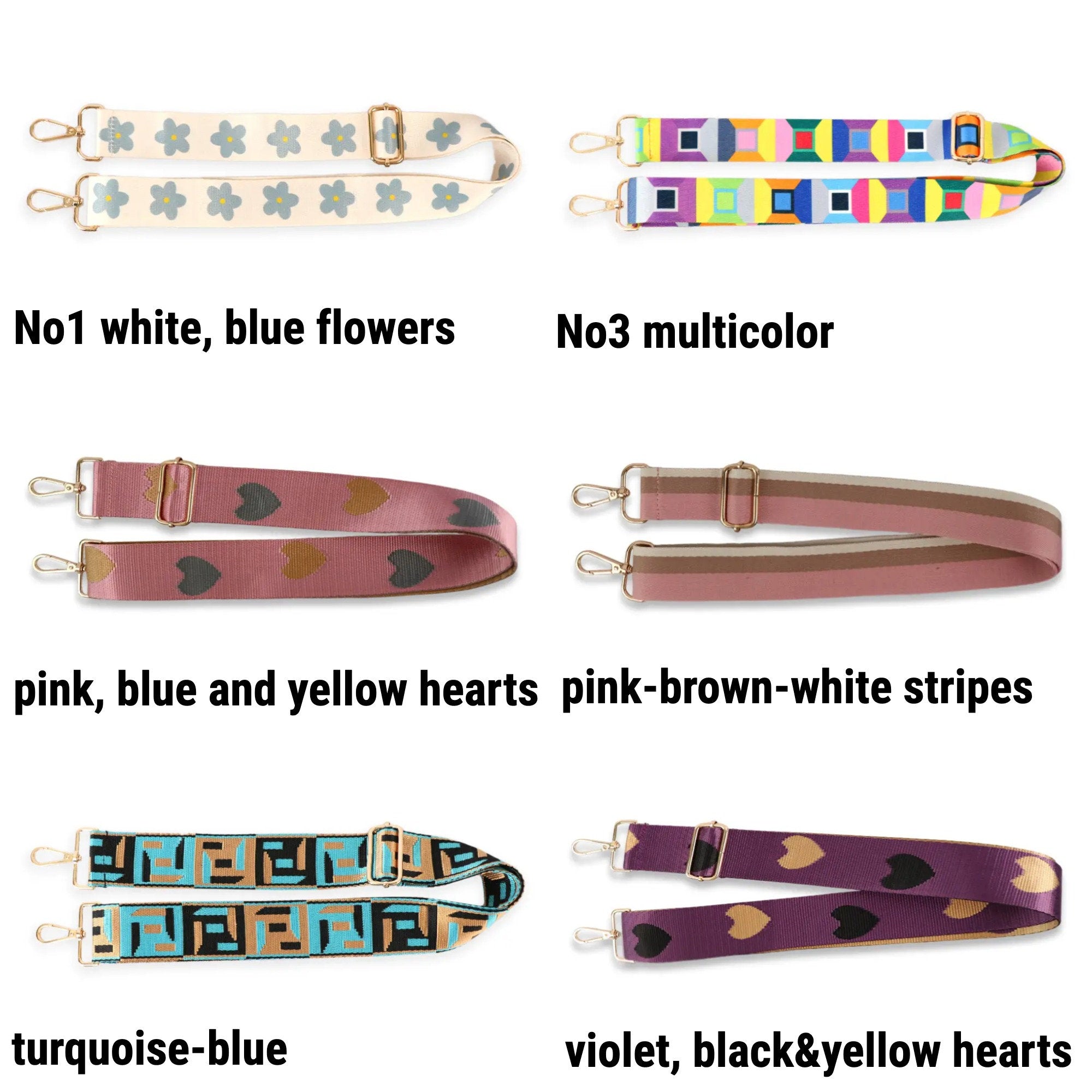 2 Inch WIDE HANDBAG STRAP, Cotton Canvas Nylon Bag Strap, Guitar Strap, Purse Strap, Gold Hardware, Colorful Crossbody Chain, Backpack Strap