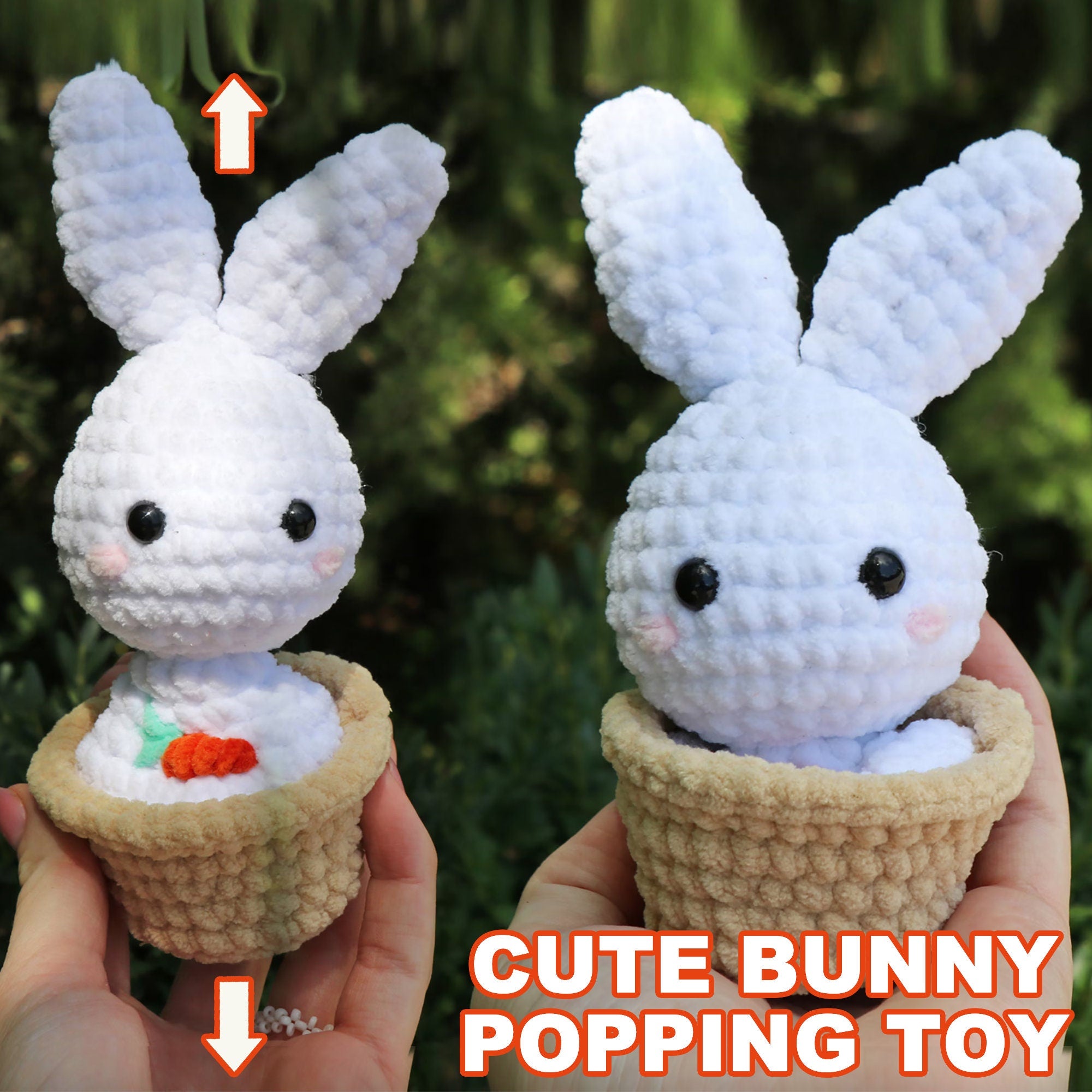 CROCHET BUNNY PATTERN, Amigurumi Bunny Pattern, Popping Bunny, Stuffed Bunny Pattern, Easy Crochet Toy Pattern, Pdf English Pattern