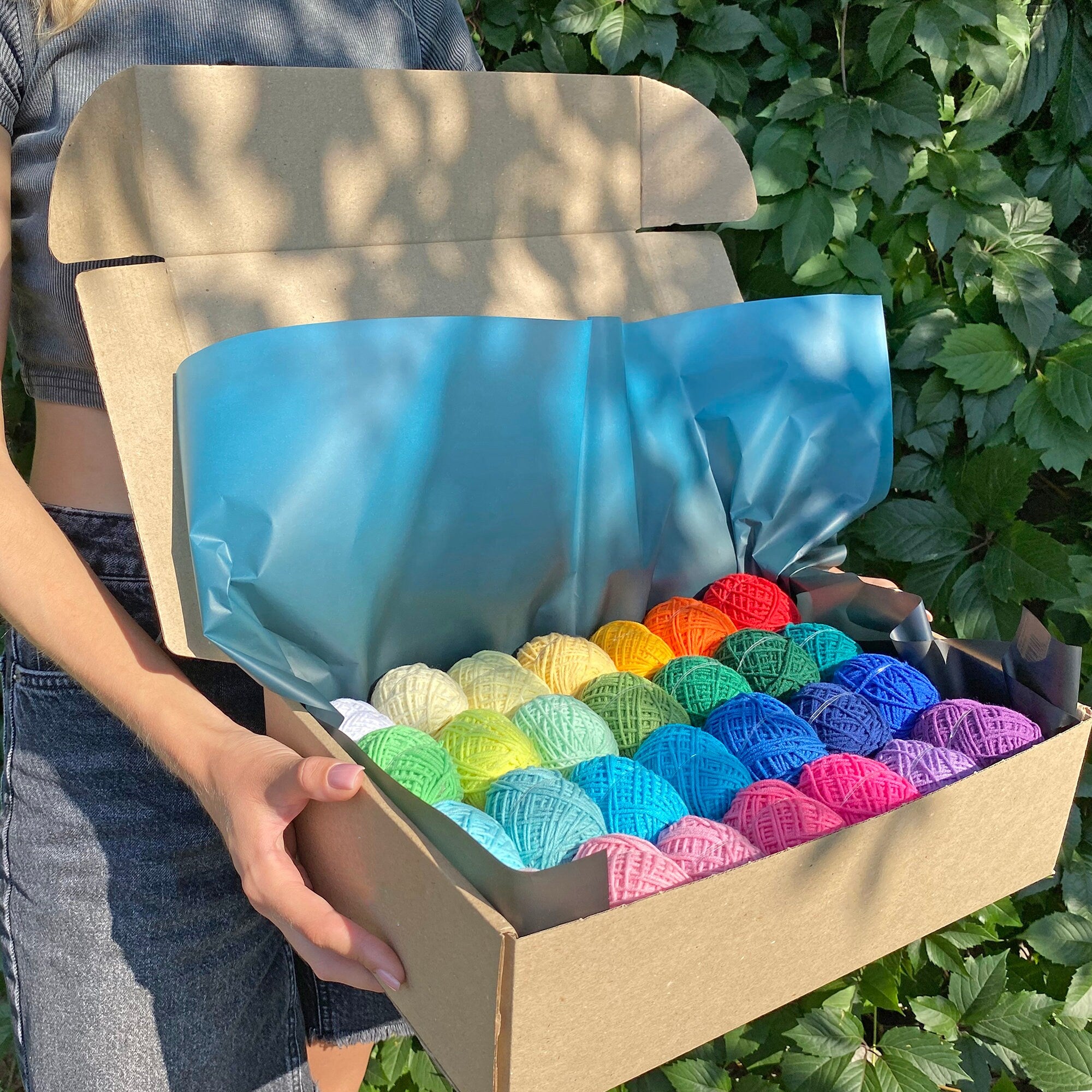 Rainbow YARN SET 60x12g Cotton Blend Yarn Mini Skeins 2280 Yards Total, Amigurumi Yarn Set, Granny Square Kit, Sport Weight Fine Yarn Kit