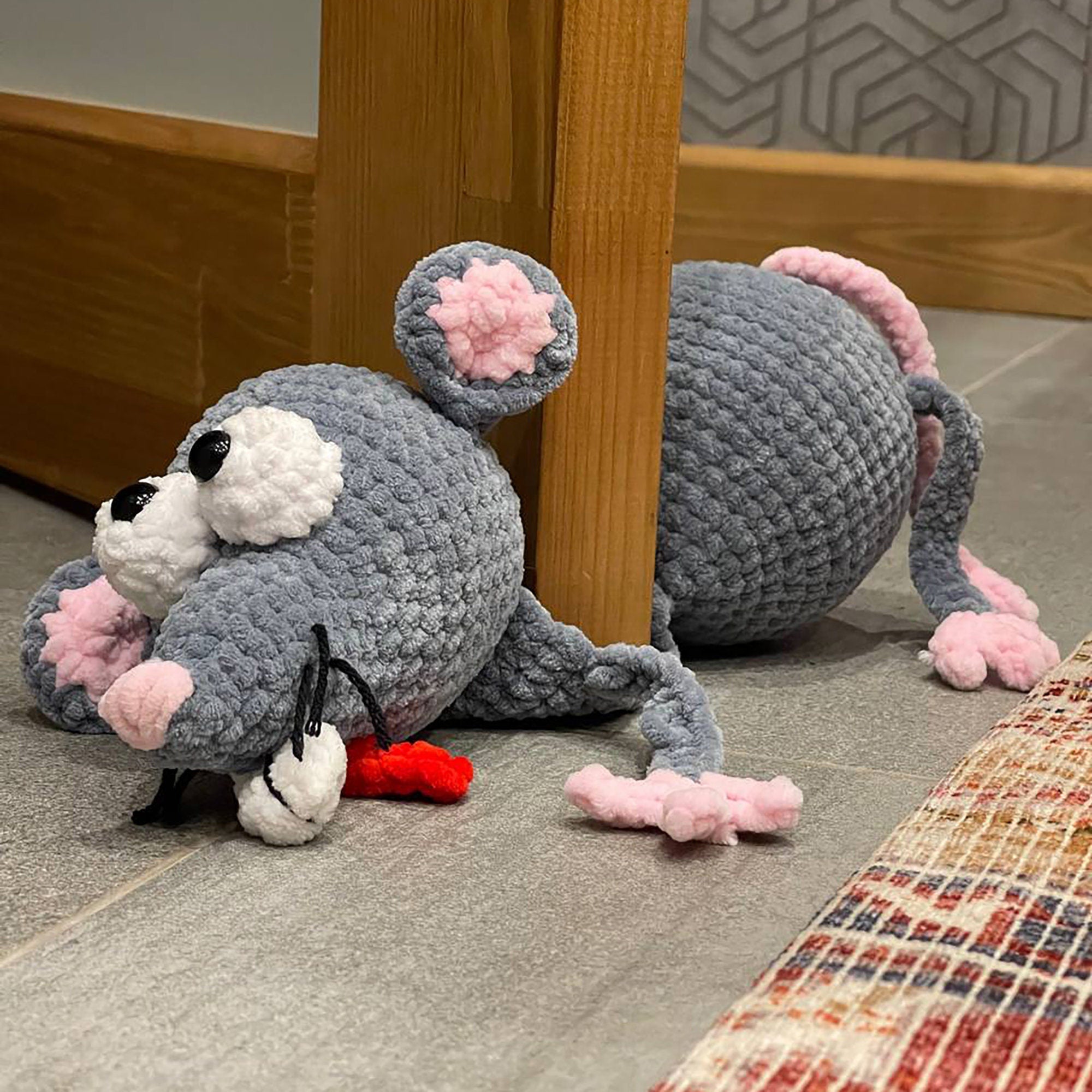 Crochet Kit RAT DOOR STOPPER + Pdf Pattern, Amigurumi Rat Door Stop, Learn How To Crochet Kit, Amigurumi Mouse, Diy Craft Kit Gift Door Stop