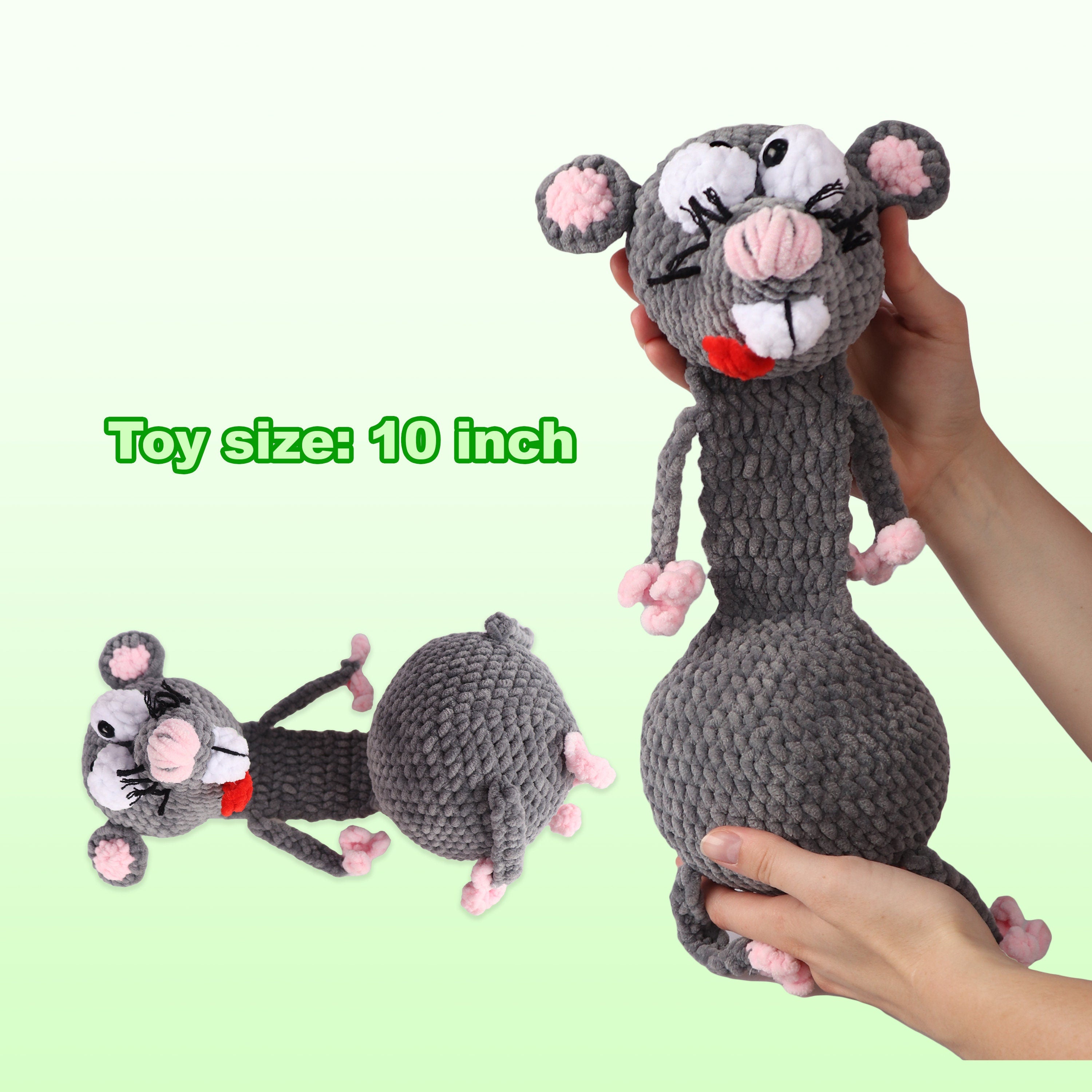 Crochet Kit RAT DOOR STOPPER + Pdf Pattern, Amigurumi Rat Door Stop, Learn How To Crochet Kit, Amigurumi Mouse, Diy Craft Kit Gift Door Stop