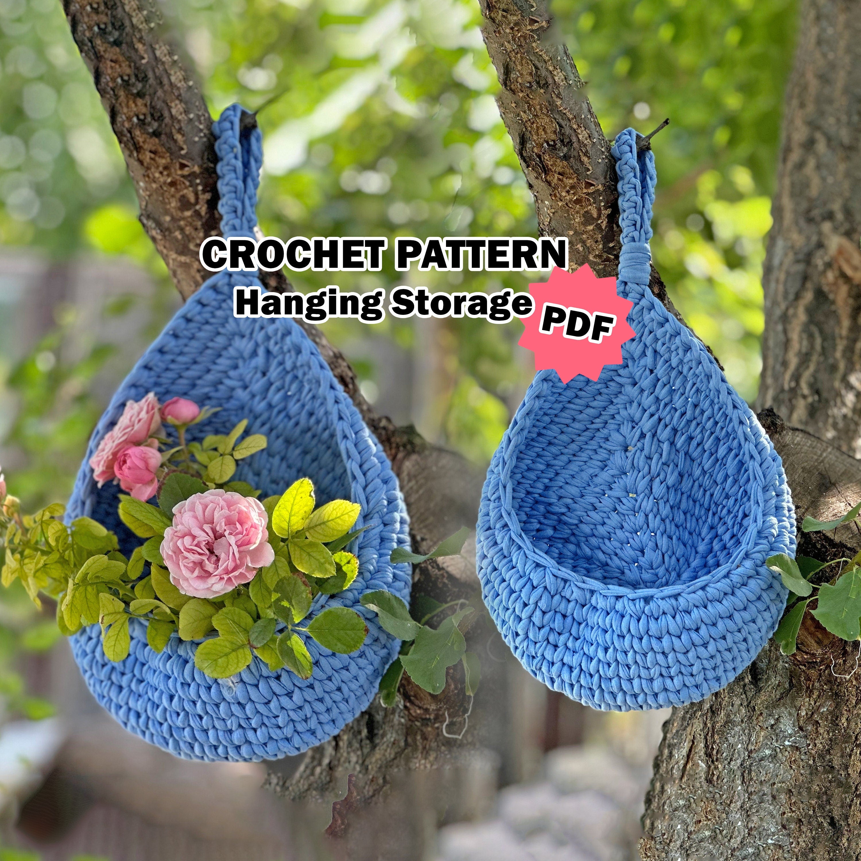 Crochet HANGING STORAGE Pattern, PDF Wall Hanging Storage Basket, Hanging Storage Bag, Nursery Organizer, Toys Storage, Crochet Home Decor