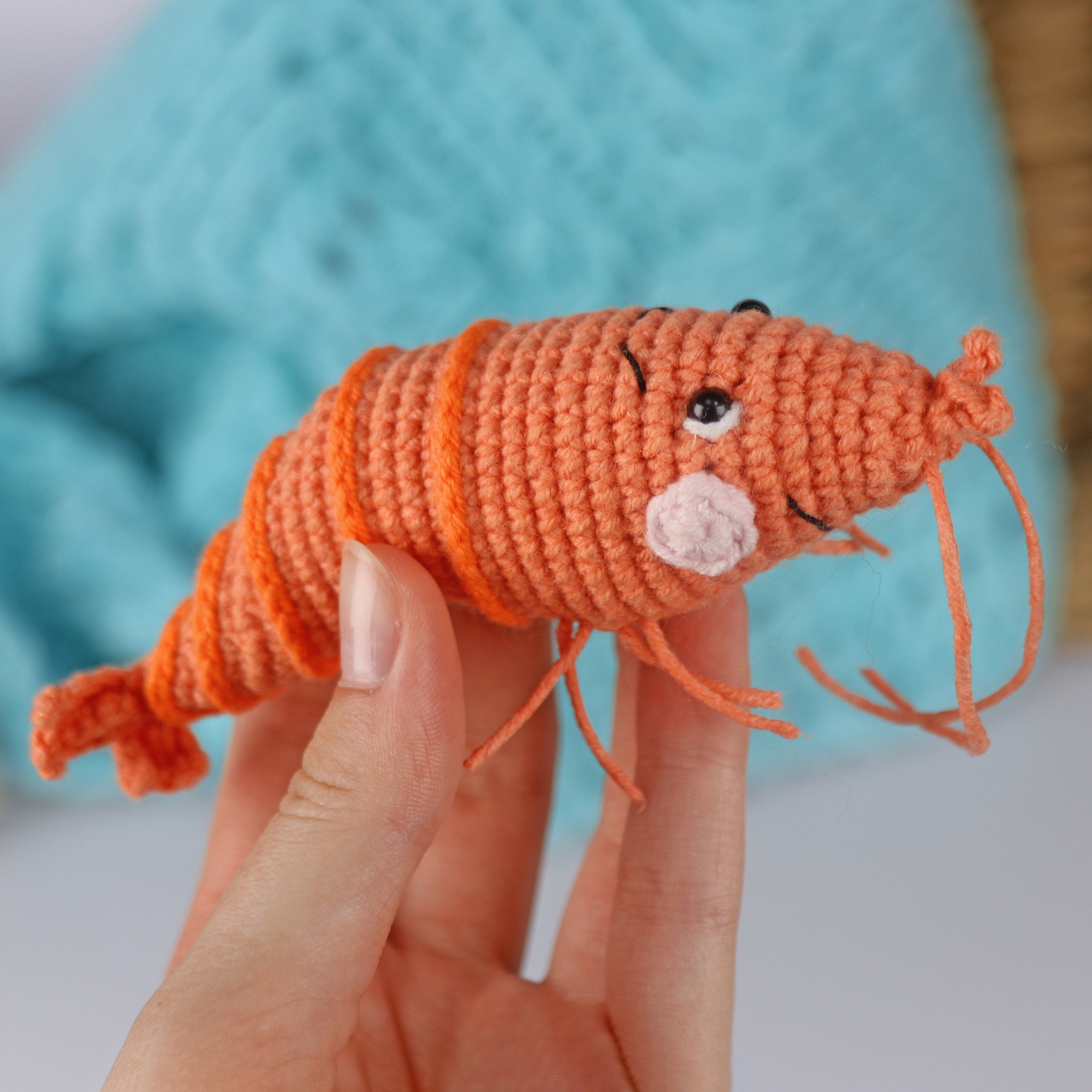 Shrimp CROCHET PATTERN, Low Sew Prawn Amigurumi PDF, Sea Creature Crochet Pattern, Easy Prawn English Crochet Pattern, Instant Download