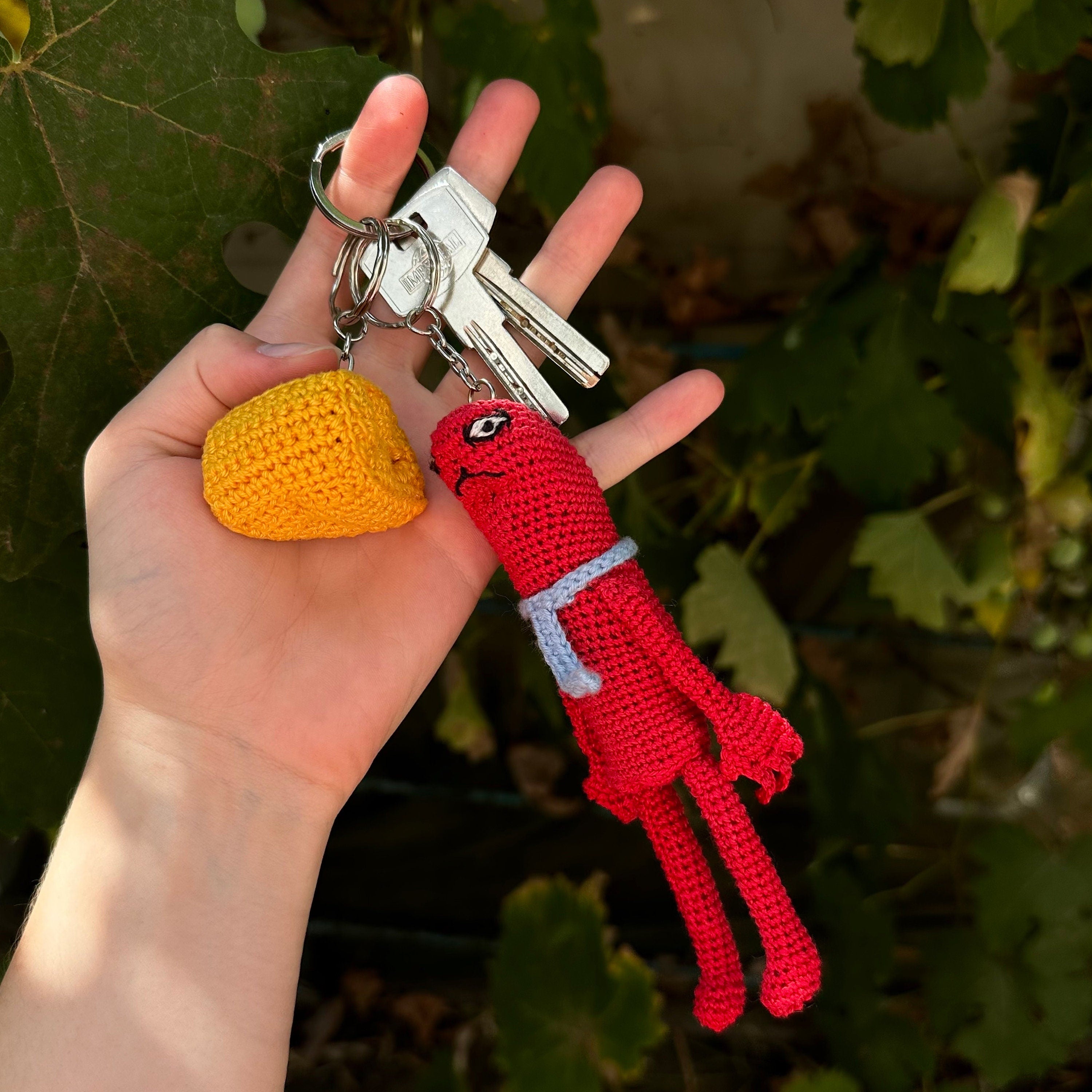 Smiling Friends Crochet Keychain Pattern, Alan and Cheese Magnet Keychain Crochet Pattern, Amigurumi Crochet PDF, Pocket Keychain
