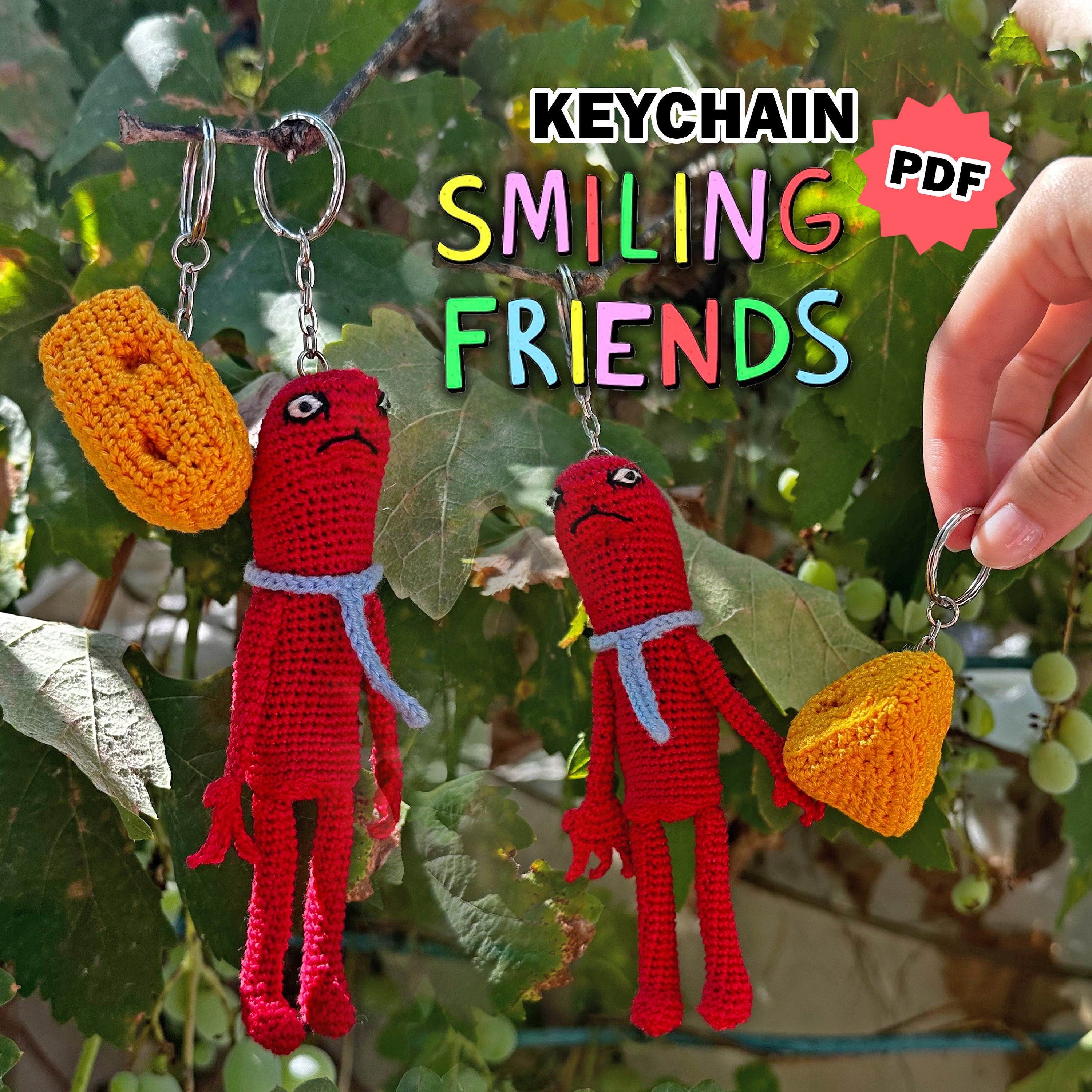 Smiling Friends Crochet Keychain Pattern, Alan and Cheese Magnet Keychain Crochet Pattern, Amigurumi Crochet PDF, Pocket Keychain