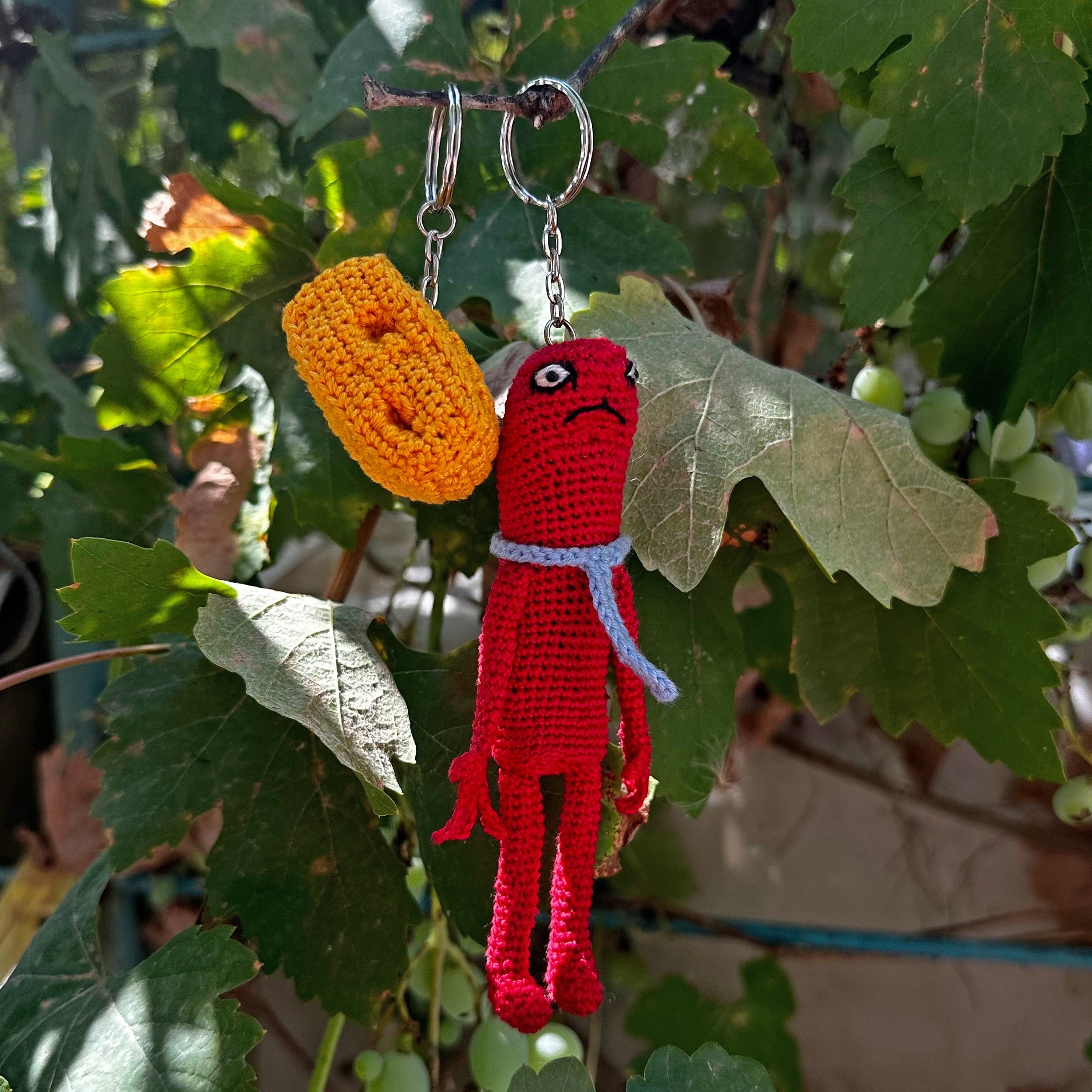 Smiling Friends Crochet Keychain Pattern, Alan and Cheese Magnet Keychain Crochet Pattern, Amigurumi Crochet PDF, Pocket Keychain