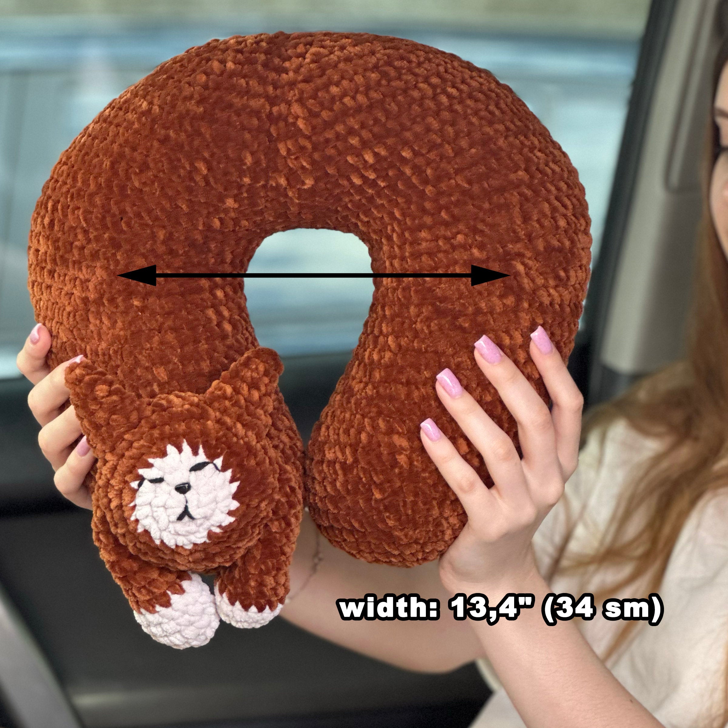 Crochet TRAVEL PILLOW Pattern, Cat Shaped Travel Pillow PDF Pattern, Crochet Pillow Pattern, Crochet Cat, English Pattern Instant Download