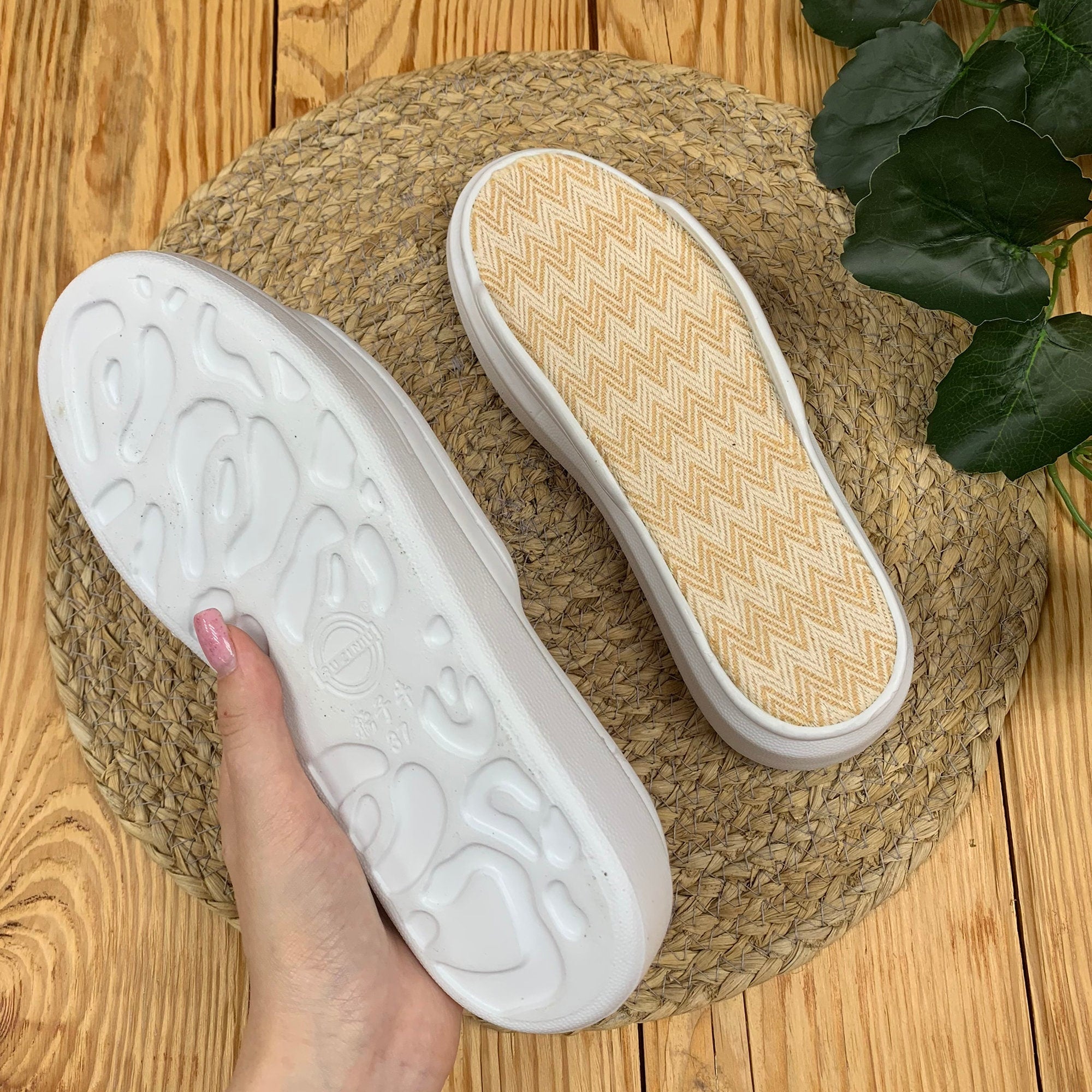 RUBBER SOLES sizes 36 - 40 with Holes for Crocheting, Mens Women Teenage Shoe Soles for Crochet Slippers Replacement Soles with Insoles