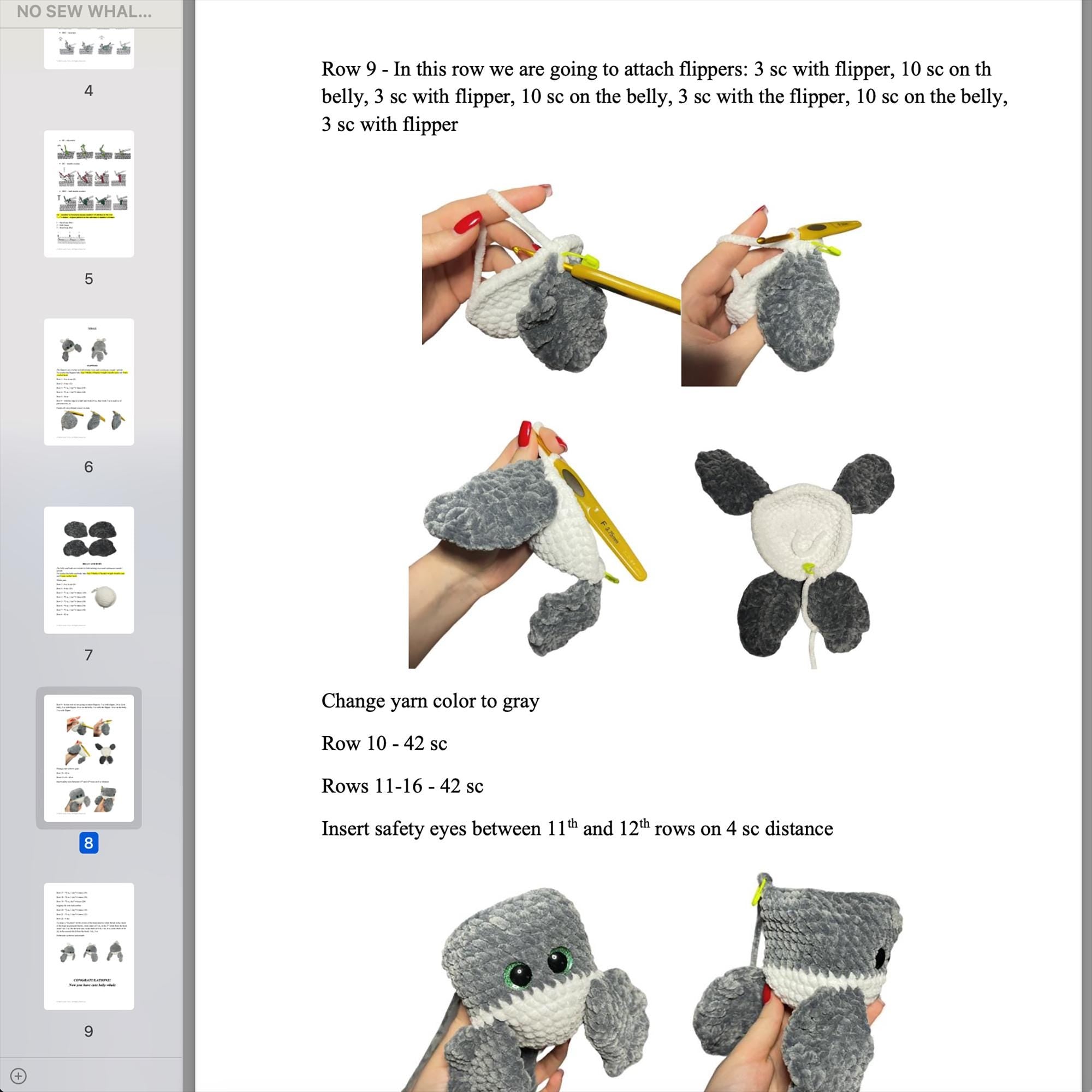 Crochet Whale NO SEW Pattern, PDF Beginner Crochet Pattern, Easy Crochet Amigurumi Pattern, Crochet Whale Pattern, Plush Whale Pattern