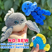 Crochet Fish NO SEW Pattern, PDF Beginner Octopus Crochet Pattern, Easy Jellyfish Crochet Amigurumi Pattern, Crochet Whale Pattern