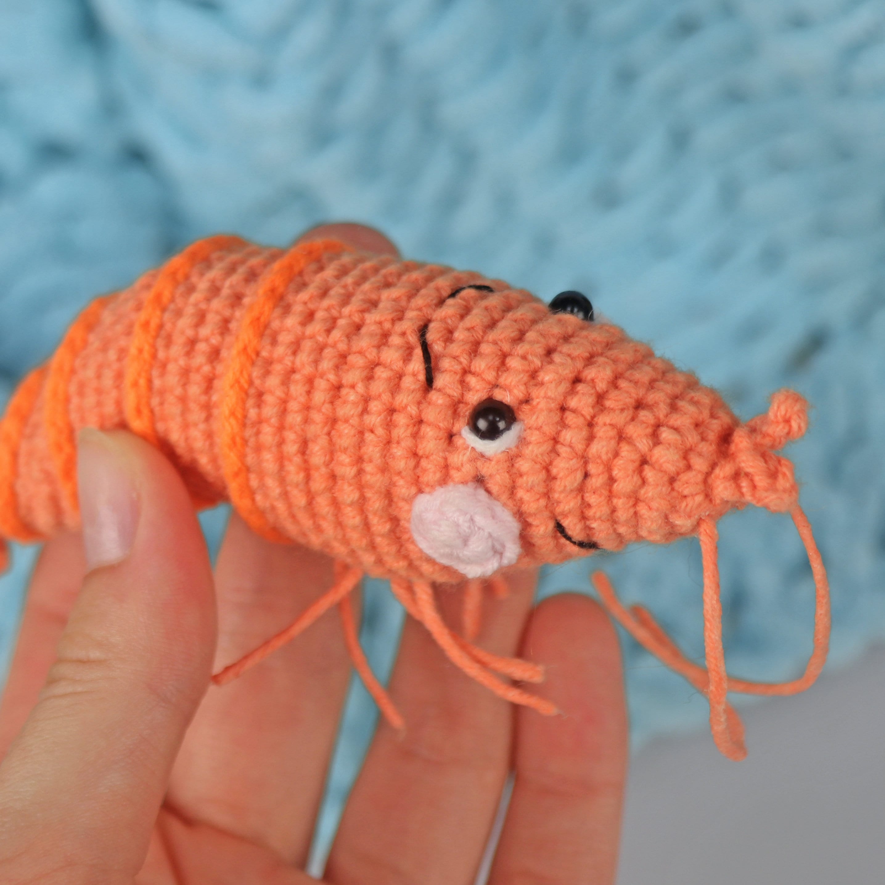 Shrimp CROCHET PATTERN, Low Sew Prawn Amigurumi PDF, Sea Creature Crochet Pattern, Easy Prawn English Crochet Pattern, Instant Download