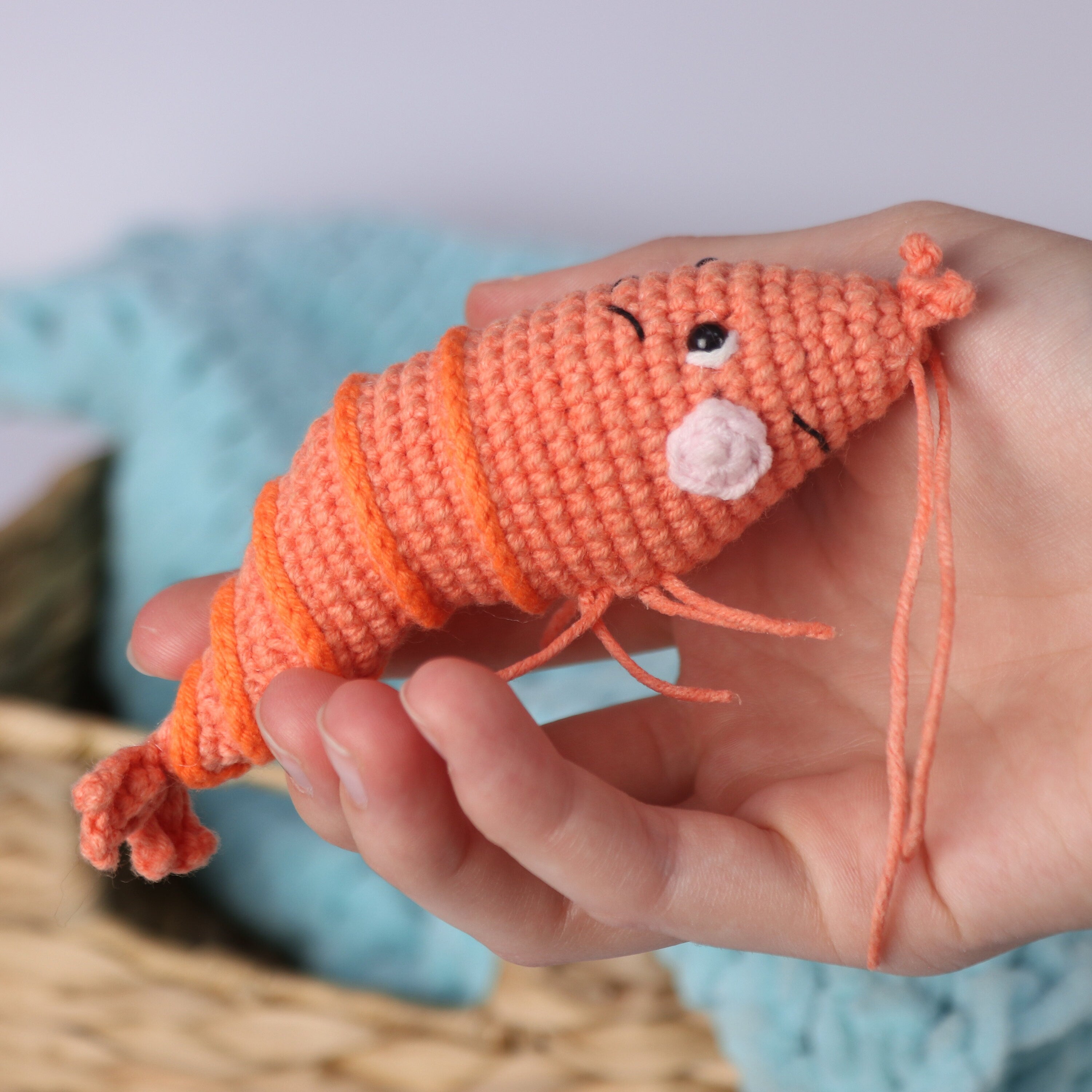Shrimp CROCHET PATTERN, Low Sew Prawn Amigurumi PDF, Sea Creature Crochet Pattern, Easy Prawn English Crochet Pattern, Instant Download