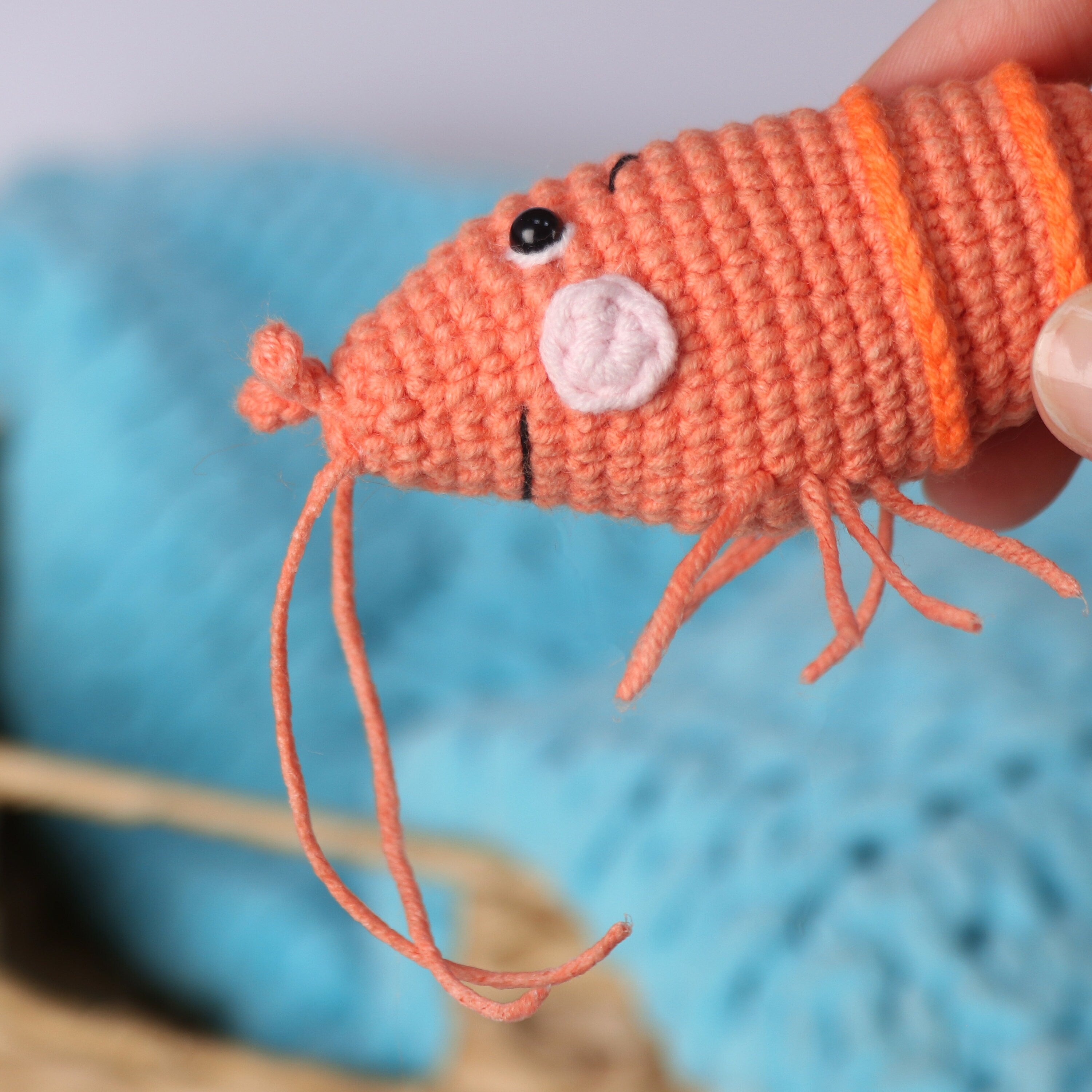 Shrimp CROCHET PATTERN, Low Sew Prawn Amigurumi PDF, Sea Creature Crochet Pattern, Easy Prawn English Crochet Pattern, Instant Download