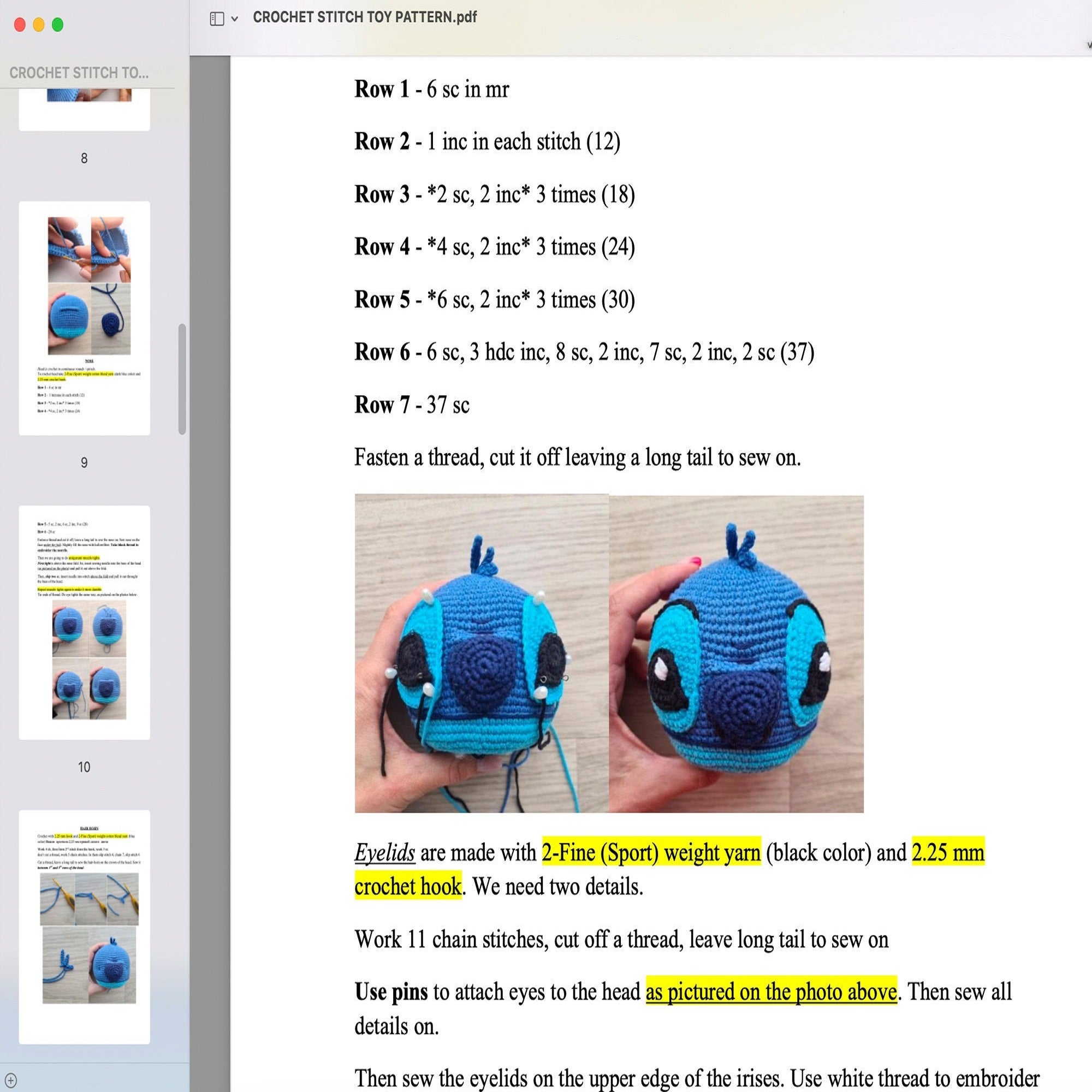 STITCH Crochet Pattern (skill level advanced)