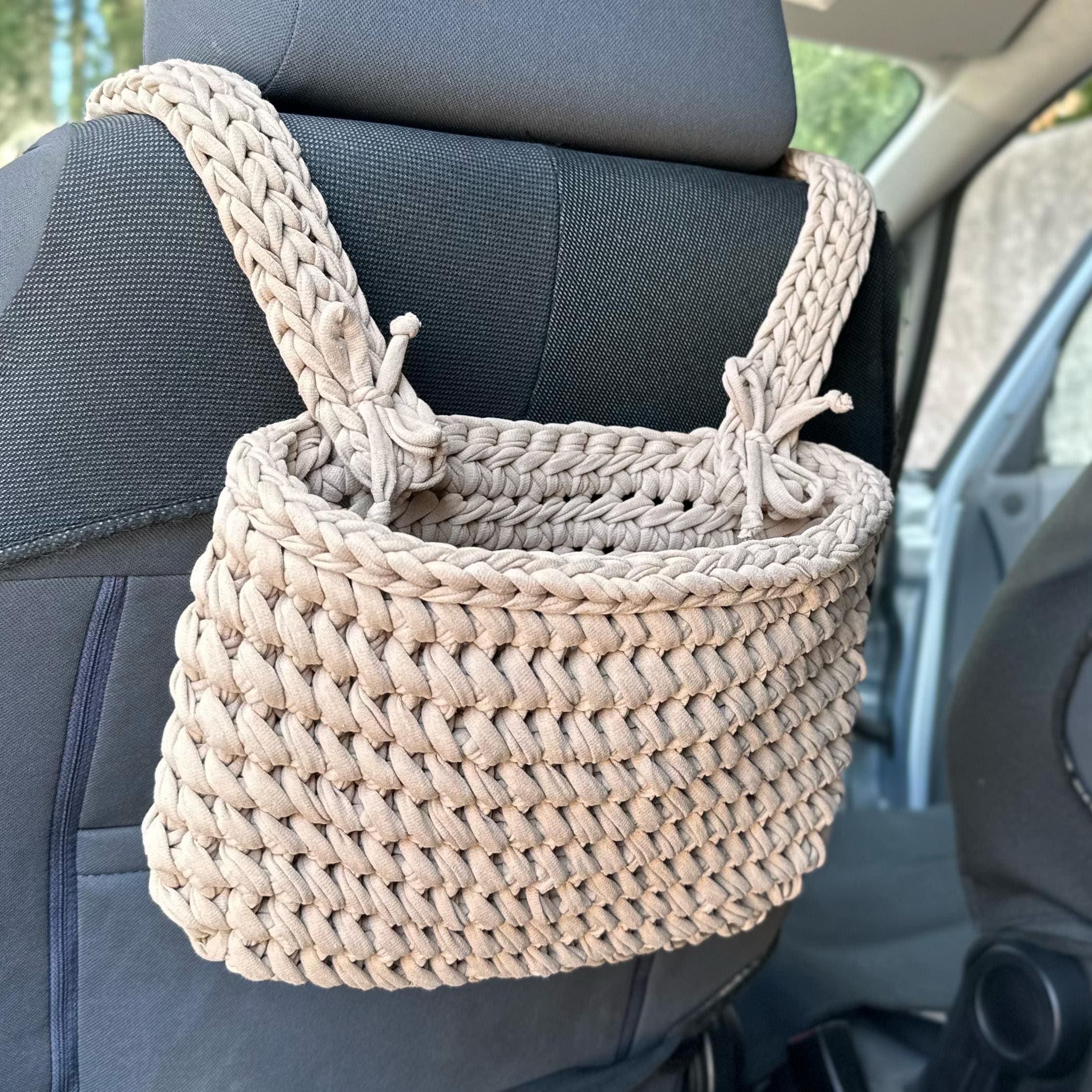 Car Bag CROCHET PATTERN, Cute Car Accessories, Crochet Car Trash Bag, Car Decor, Car Bag PDF