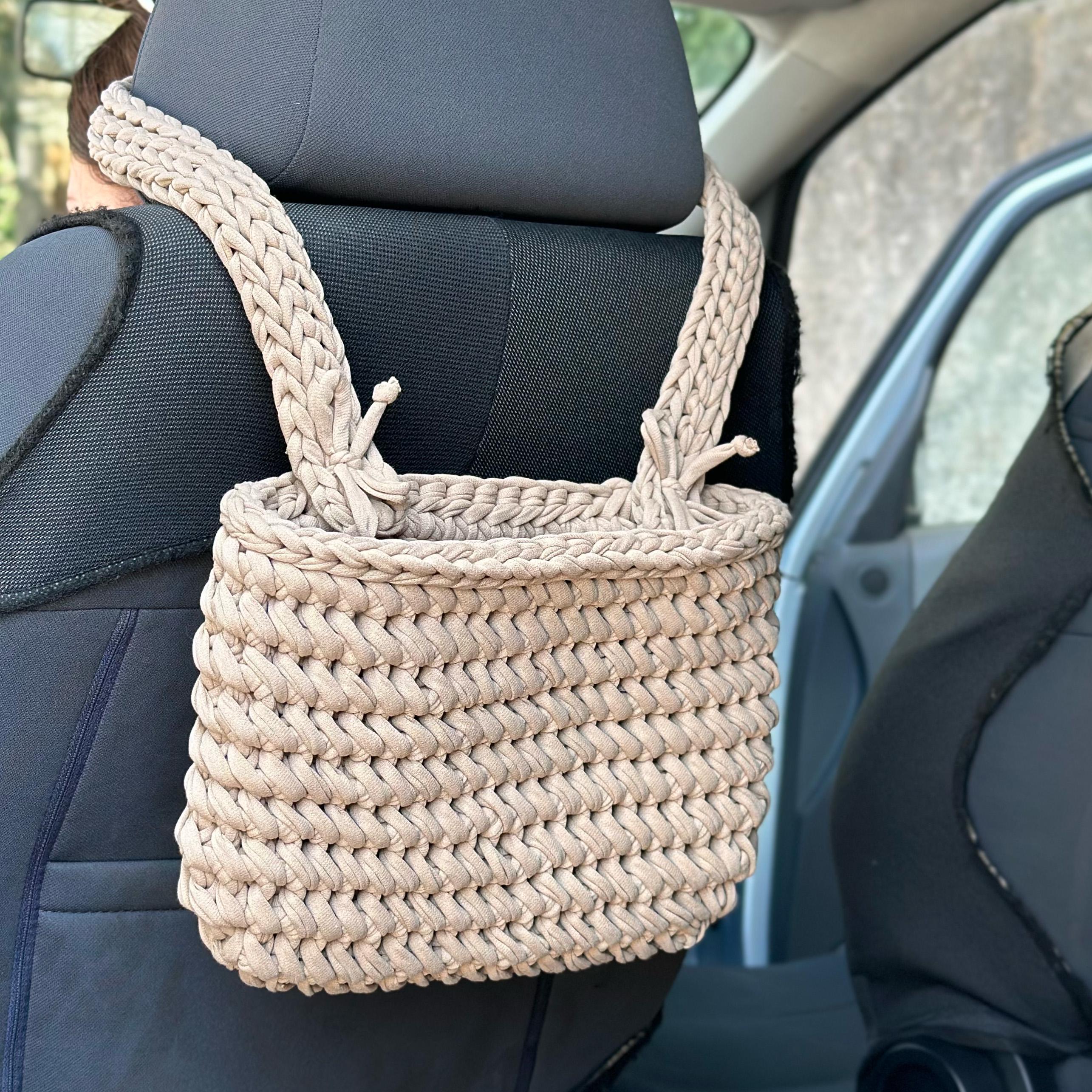 Car Bag CROCHET PATTERN, Cute Car Accessories, Crochet Car Trash Bag, Car Decor, Car Bag PDF