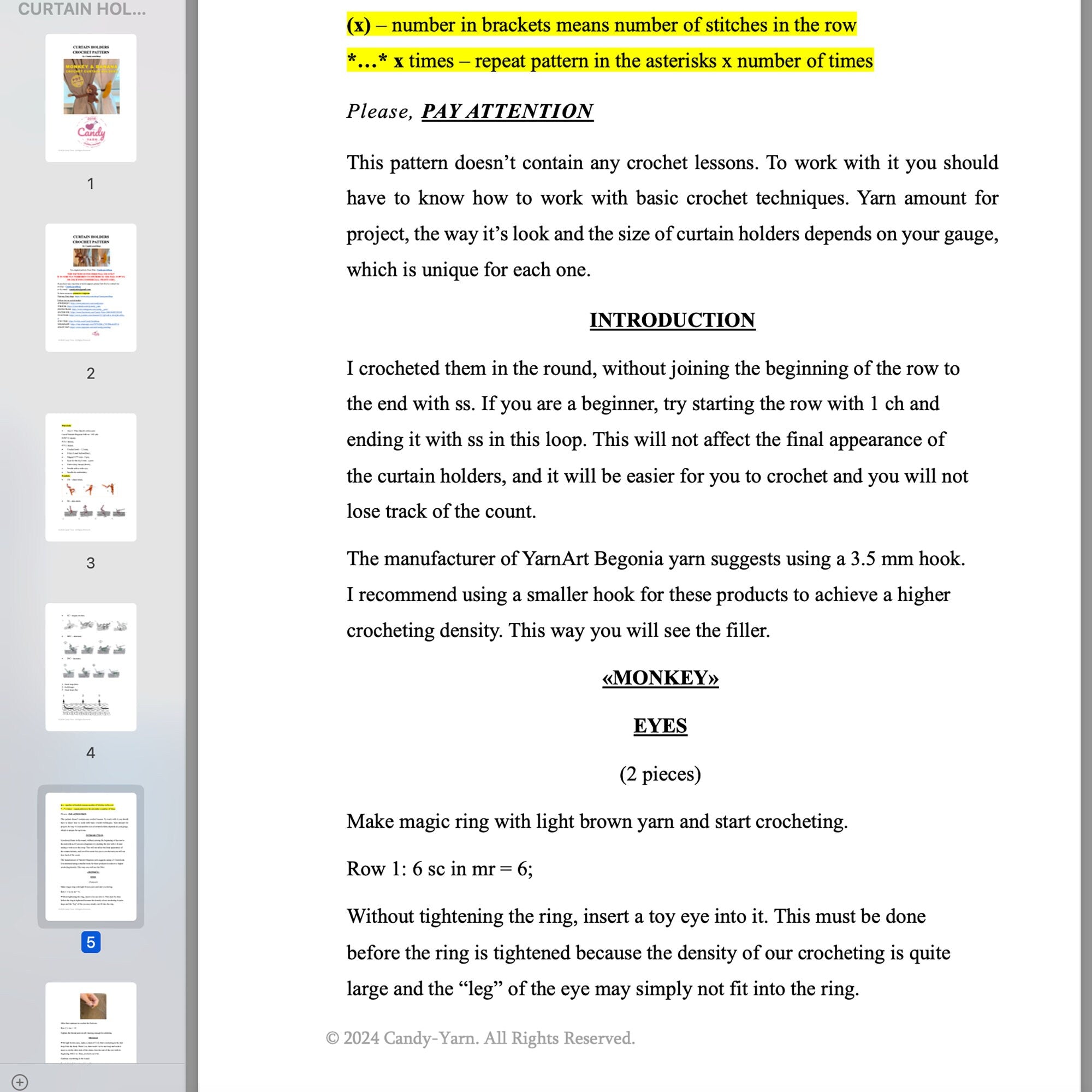 Crochet MONKEY and BANANA Curtain Tie, PDF Amigurumi Pattern, Crochet Nursery Decor, Housewarming Gift, Easy Crochet Pattern, Home Decor