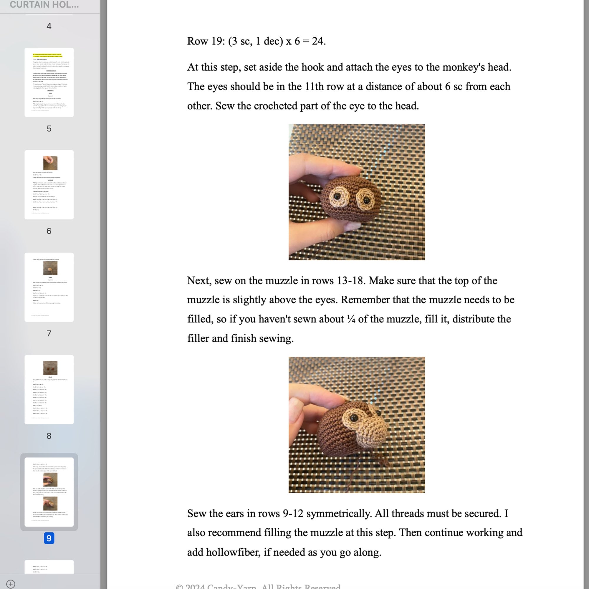 Crochet MONKEY and BANANA Curtain Tie, PDF Amigurumi Pattern, Crochet Nursery Decor, Housewarming Gift, Easy Crochet Pattern, Home Decor