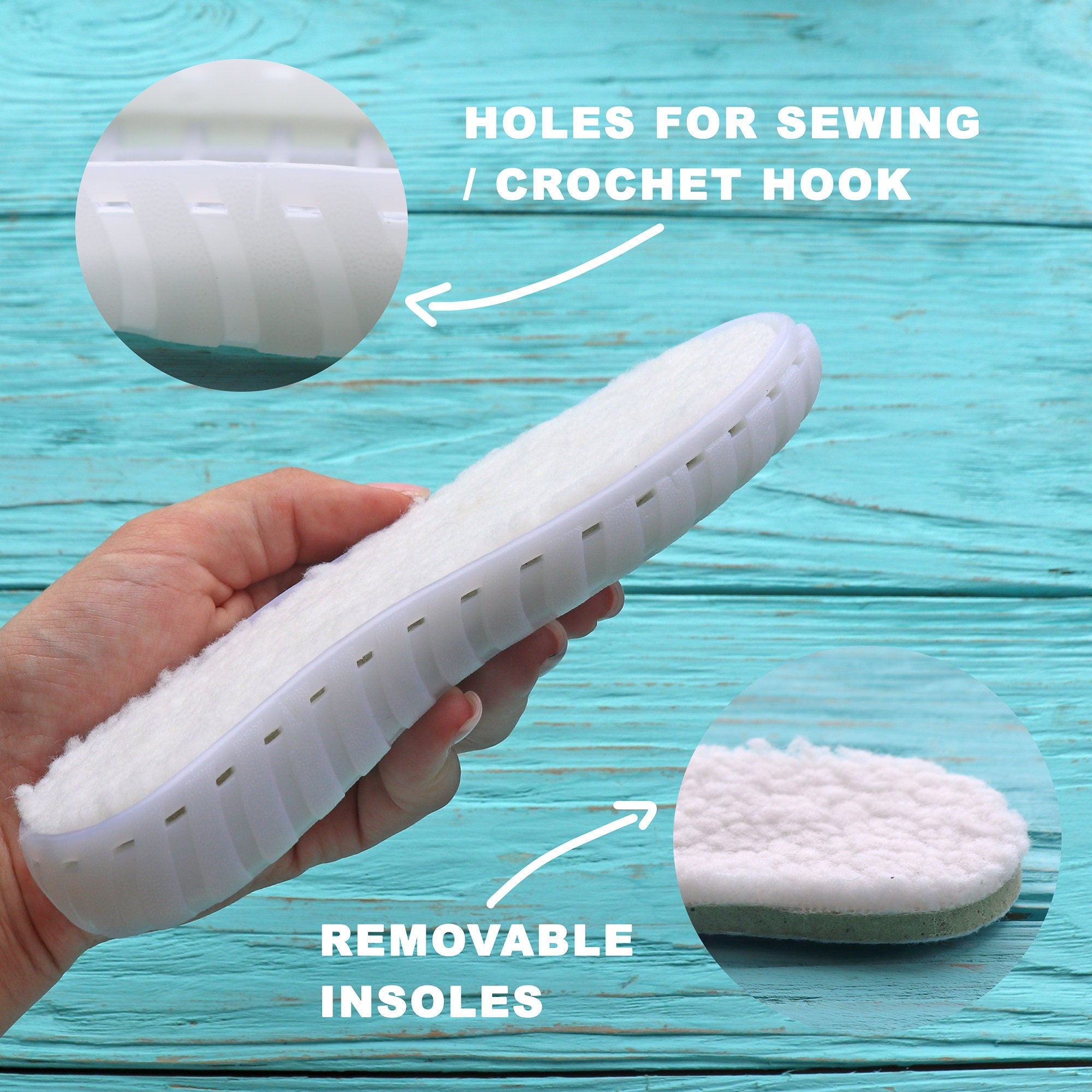 Baby RUBBER SOLES sizes 22-33, Crocheting Soles, Baby Soles, Teenage Soles, Slippers Soles, Replacement Soles with Insoles, Soles with Holes