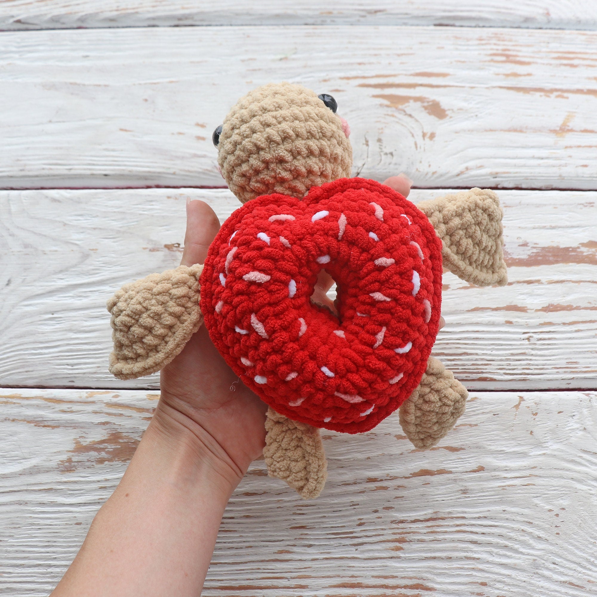 NO SEW Donut Turtle Crochet Pattern, Crochet Heart Turtle Amigurumi Pattern, Cute Sea Creature Stuffed Animal, Instant Digital Download PDF