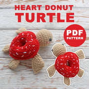 NO SEW Donut Turtle Crochet Pattern, Crochet Heart Turtle Amigurumi Pattern, Cute Sea Creature Stuffed Animal, Instant Digital Download PDF