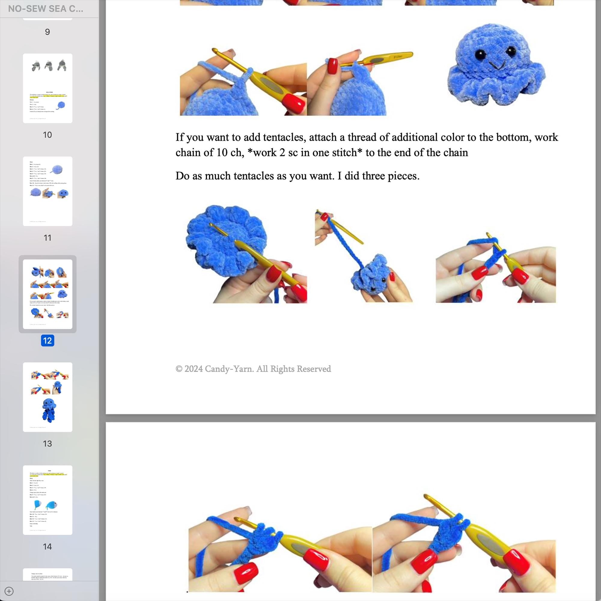 Crochet Fish NO SEW Pattern, PDF Beginner Octopus Crochet Pattern, Easy Jellyfish Crochet Amigurumi Pattern, Crochet Whale Pattern