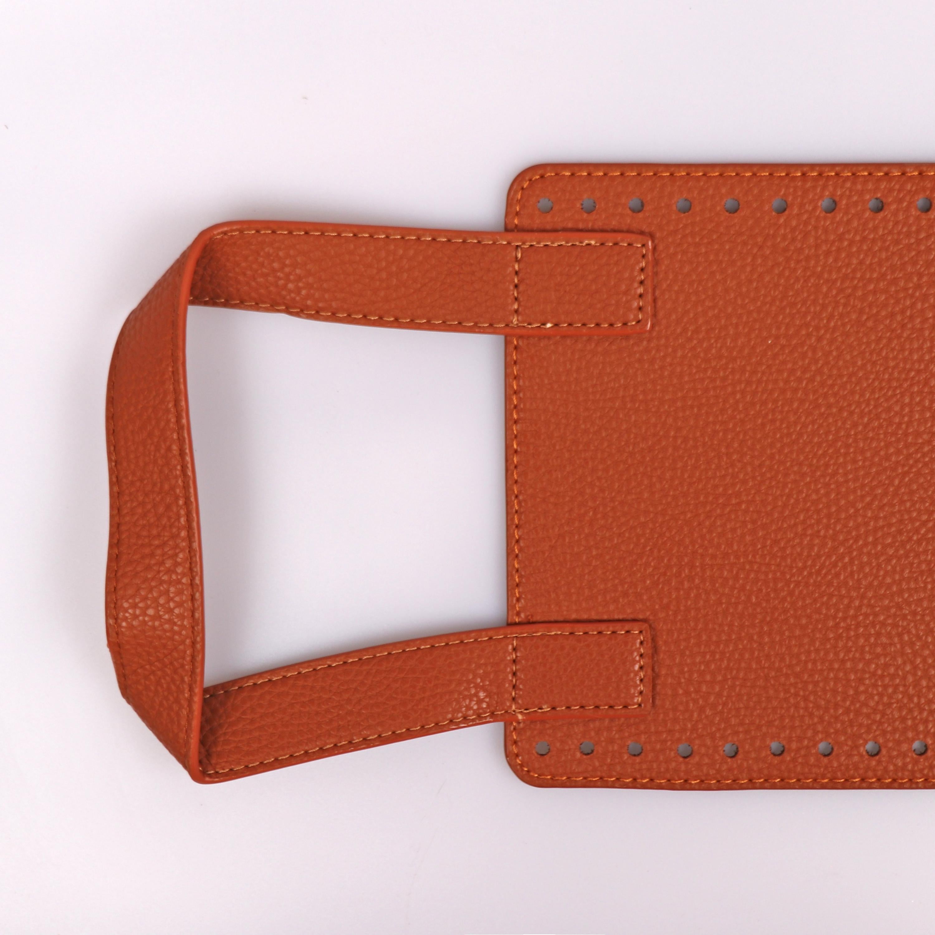 Eco-Leather Insert with Handles for Bags, Crochet Bag Supplies, Bag Handles and Insert, Bag Making Supplies, Bag Pieces, Handmade Bag
