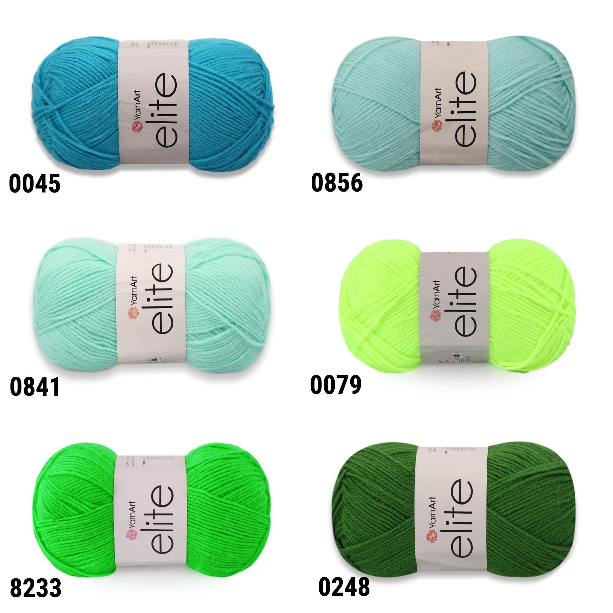 YarnArt ELITE Soft Acrylic Yarn, 45 Colors, Crocheting Yarn, Knitting Yarn, 2 Sport Fine Weight Yarn, Amigurumi Yarn, Multiple Colors Option