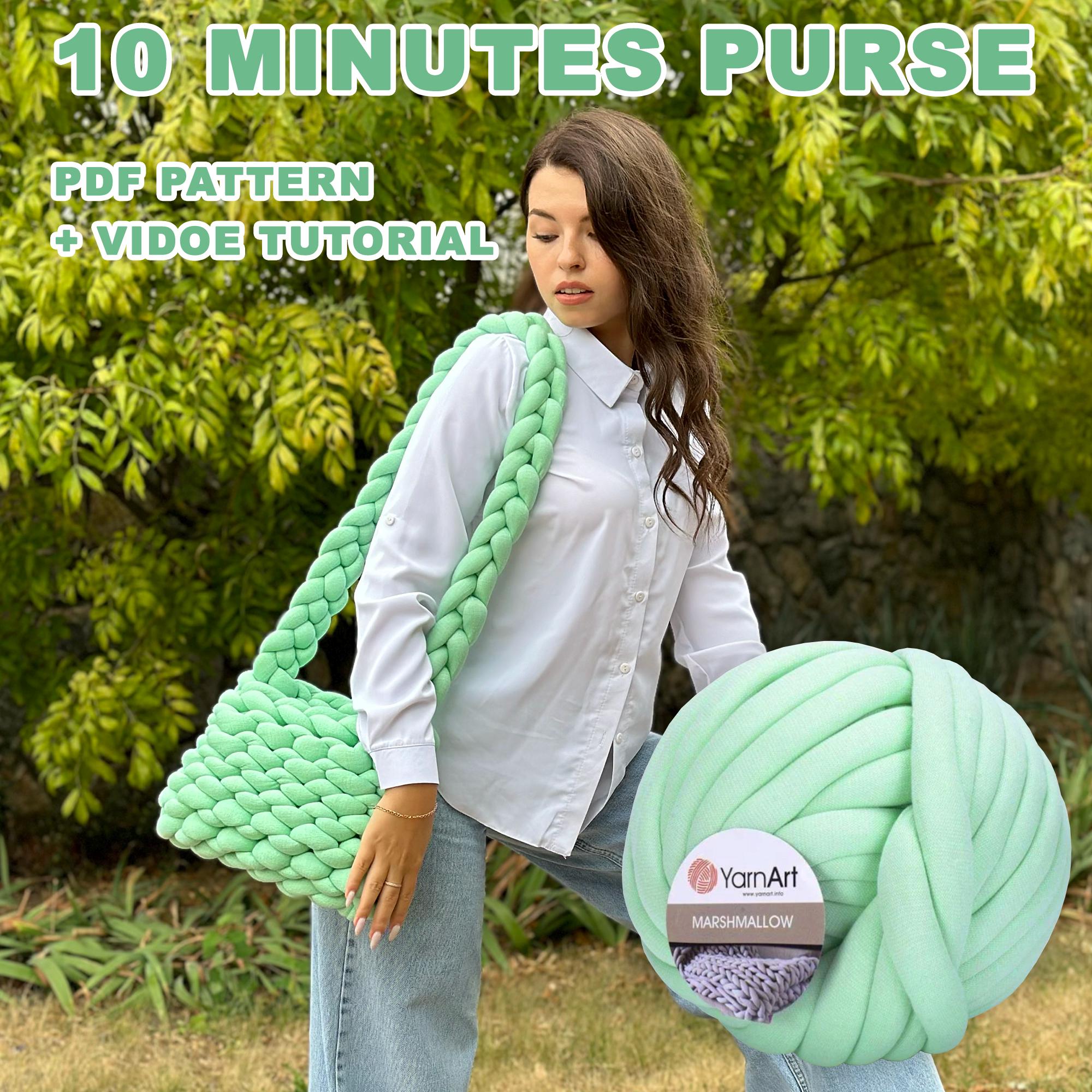 Easy CHUNKY Crossbody YARN BAG Arm Knitting Pattern, The Frankie Bag, Pdf and Video Tutorial Chunky Purse, Purse Crochet Pattern