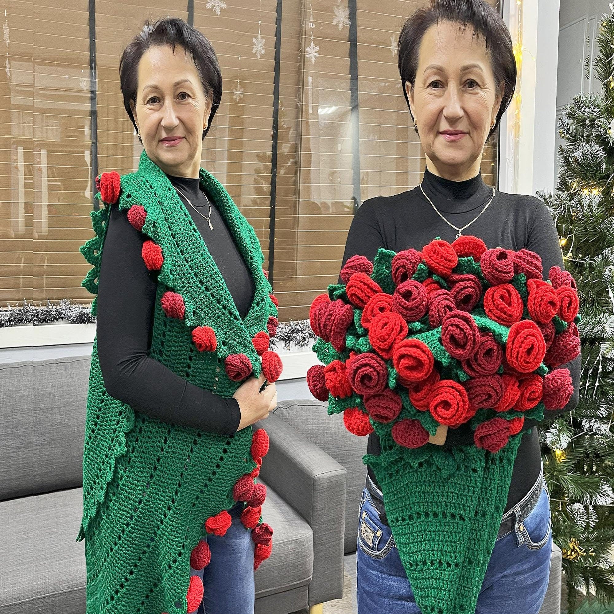SURPRIZE ROSE BOUQUET BLANKET Crochet Pattern (skill level intermediate)