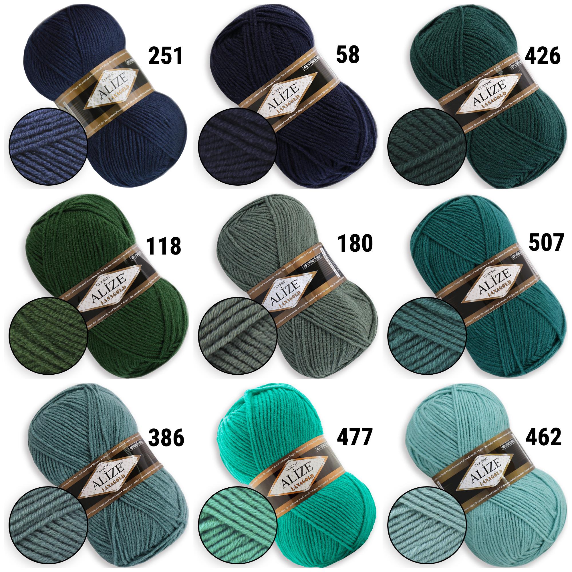 Alize Lanagold, 57 colors DK Wool Blend Yarn, 49 wool, 51 acrylic, Knitting Wool Yarn, Acrylic Blend Crochet Yarn, Classic Yarn 3.5 oz