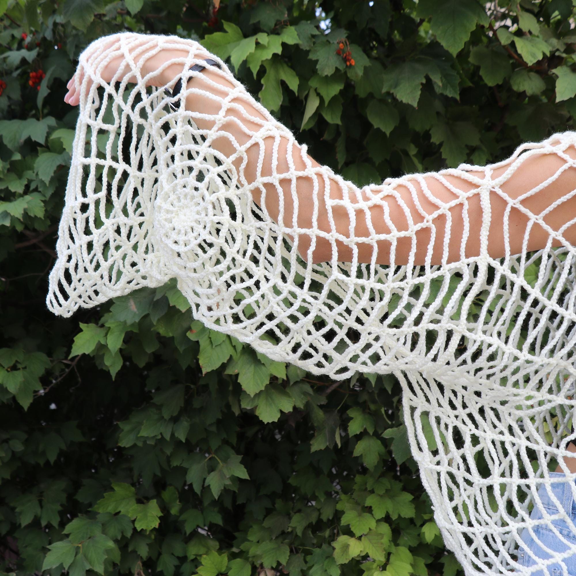 Halloween Party Crochet Sweater, Halloween Crochet Wear, Handmade Web Sweater, Crochet Spider Mesh Top, Fall Sweater, Halloween Costume