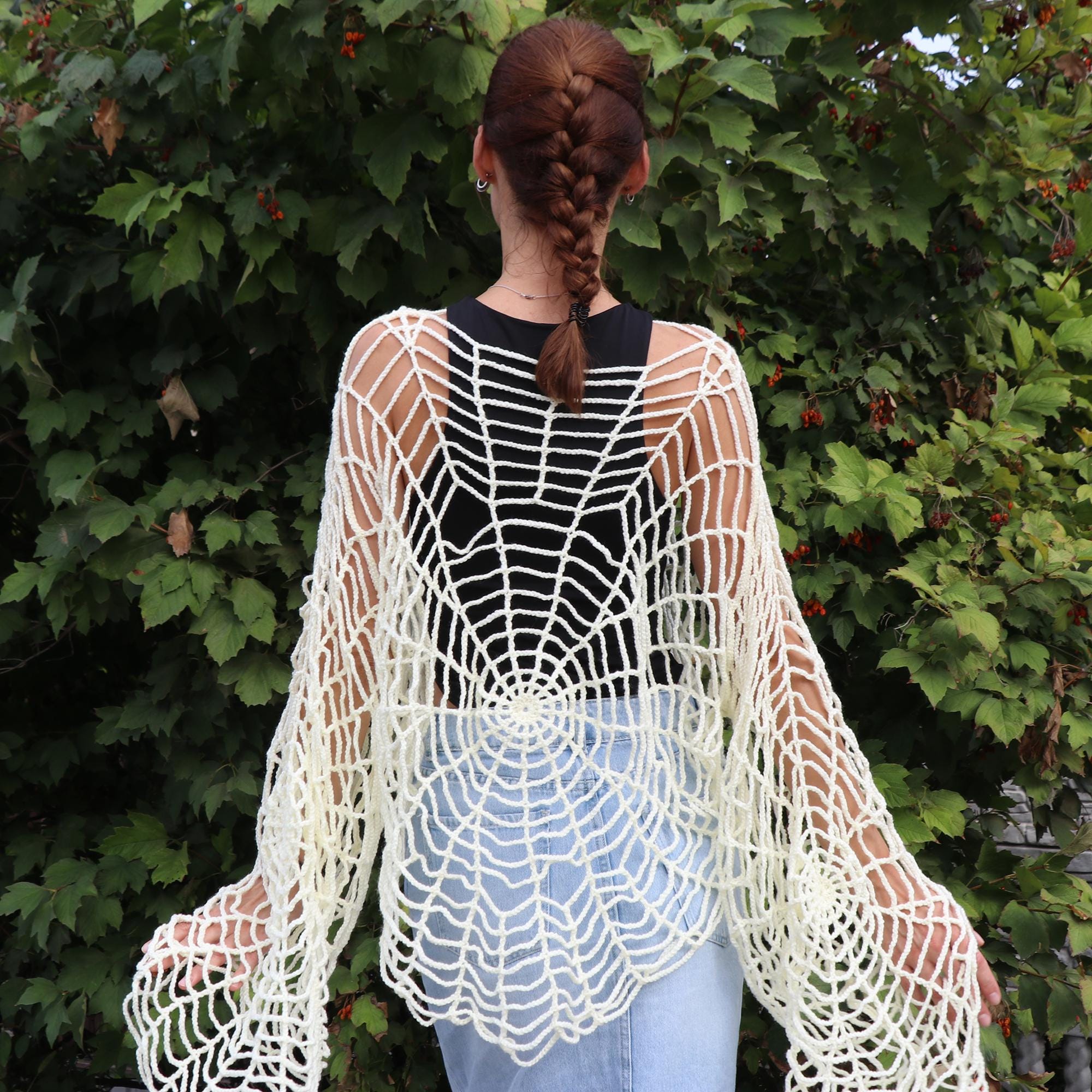 Halloween Party Crochet Sweater, Halloween Crochet Wear, Handmade Web Sweater, Crochet Spider Mesh Top, Fall Sweater, Halloween Costume