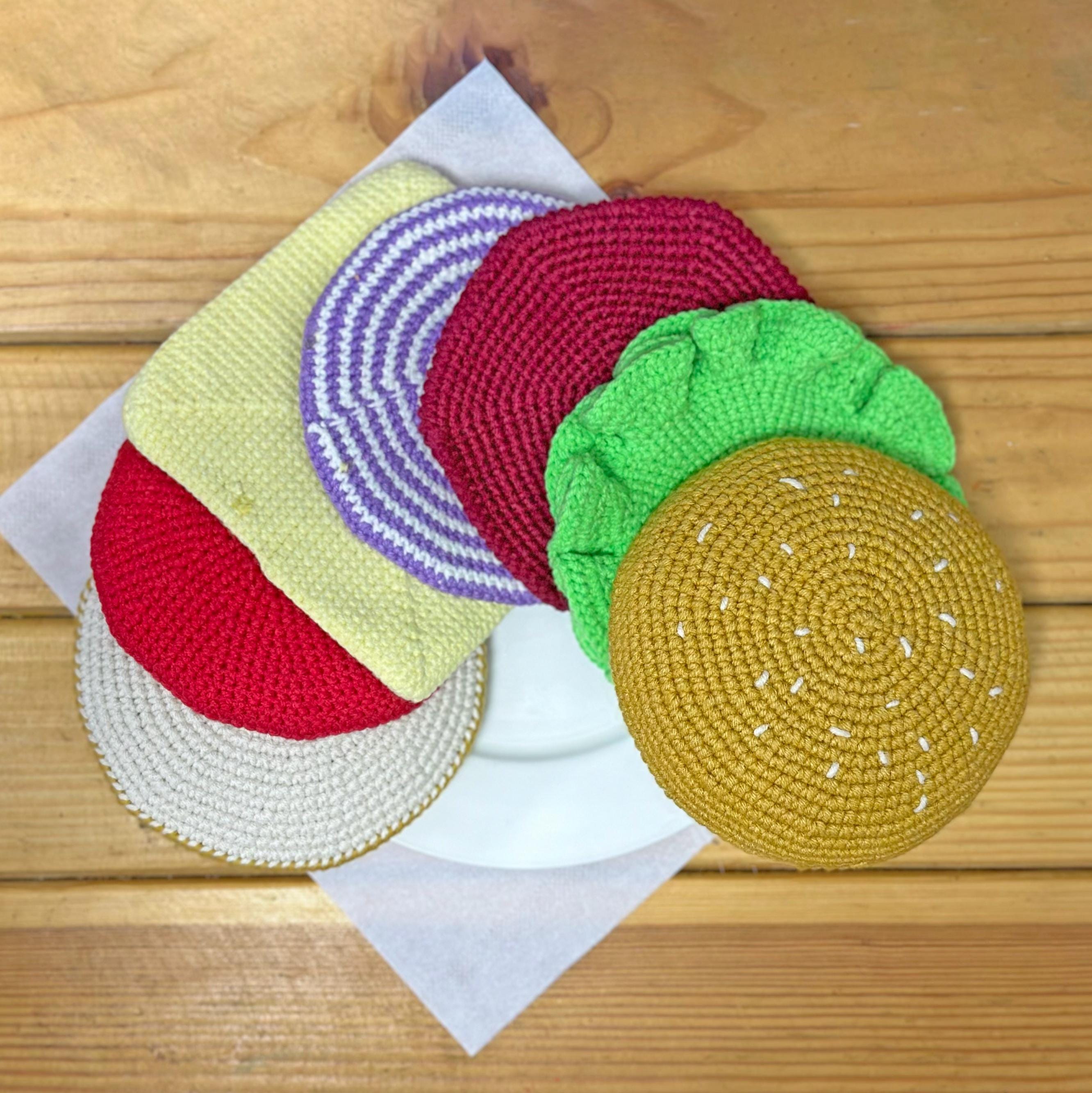 Crochet Burger Coasters, Burger Coaster Crochet Pattern, Seven Sizes Kitchen Coasters, Stacking Crochet Coastern Pattern, Instant Download