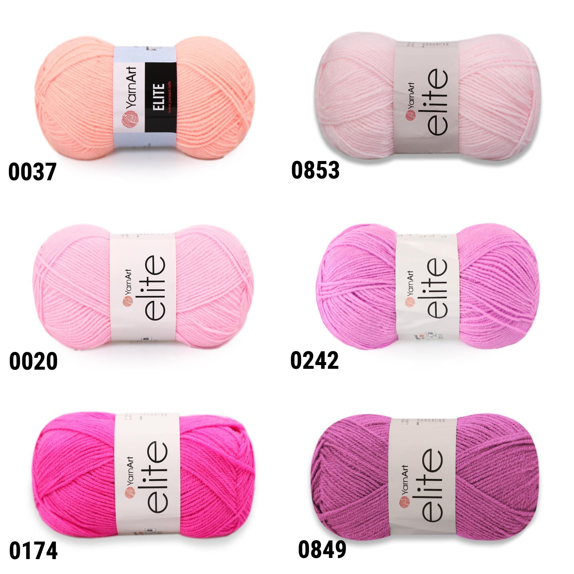 YarnArt ELITE Soft Acrylic Yarn, 45 Colors, Crocheting Yarn, Knitting Yarn, 2 Sport Fine Weight Yarn, Amigurumi Yarn, Multiple Colors Option