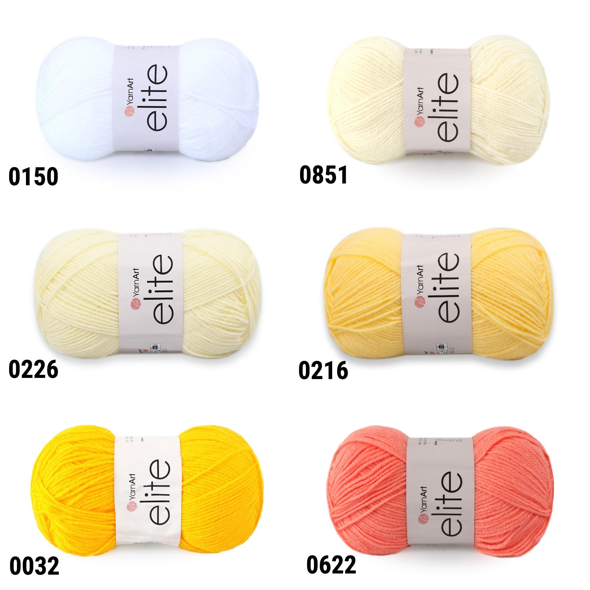 YarnArt ELITE Soft Acrylic Yarn, 45 Colors, Crocheting Yarn, Knitting Yarn, 2 Sport Fine Weight Yarn, Amigurumi Yarn, Multiple Colors Option