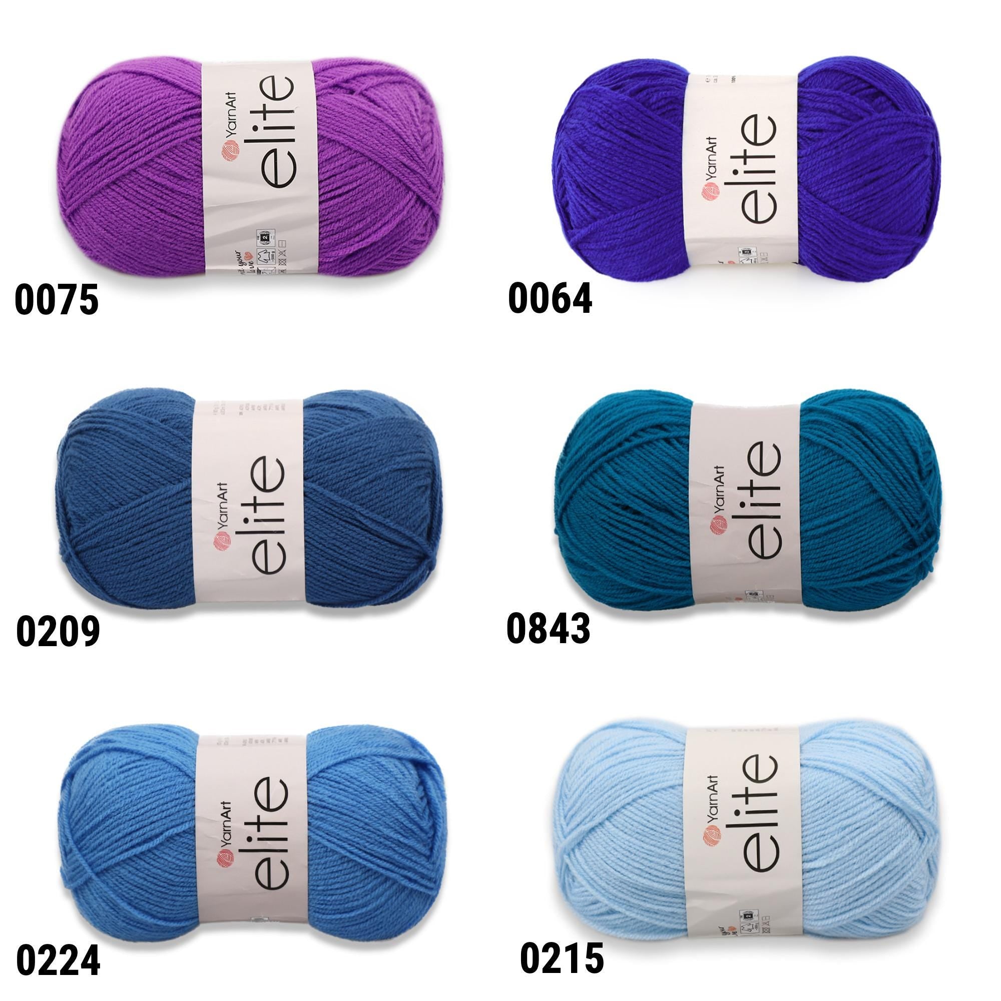 YarnArt ELITE Soft Acrylic Yarn, 45 Colors, Crocheting Yarn, Knitting Yarn, 2 Sport Fine Weight Yarn, Amigurumi Yarn, Multiple Colors Option