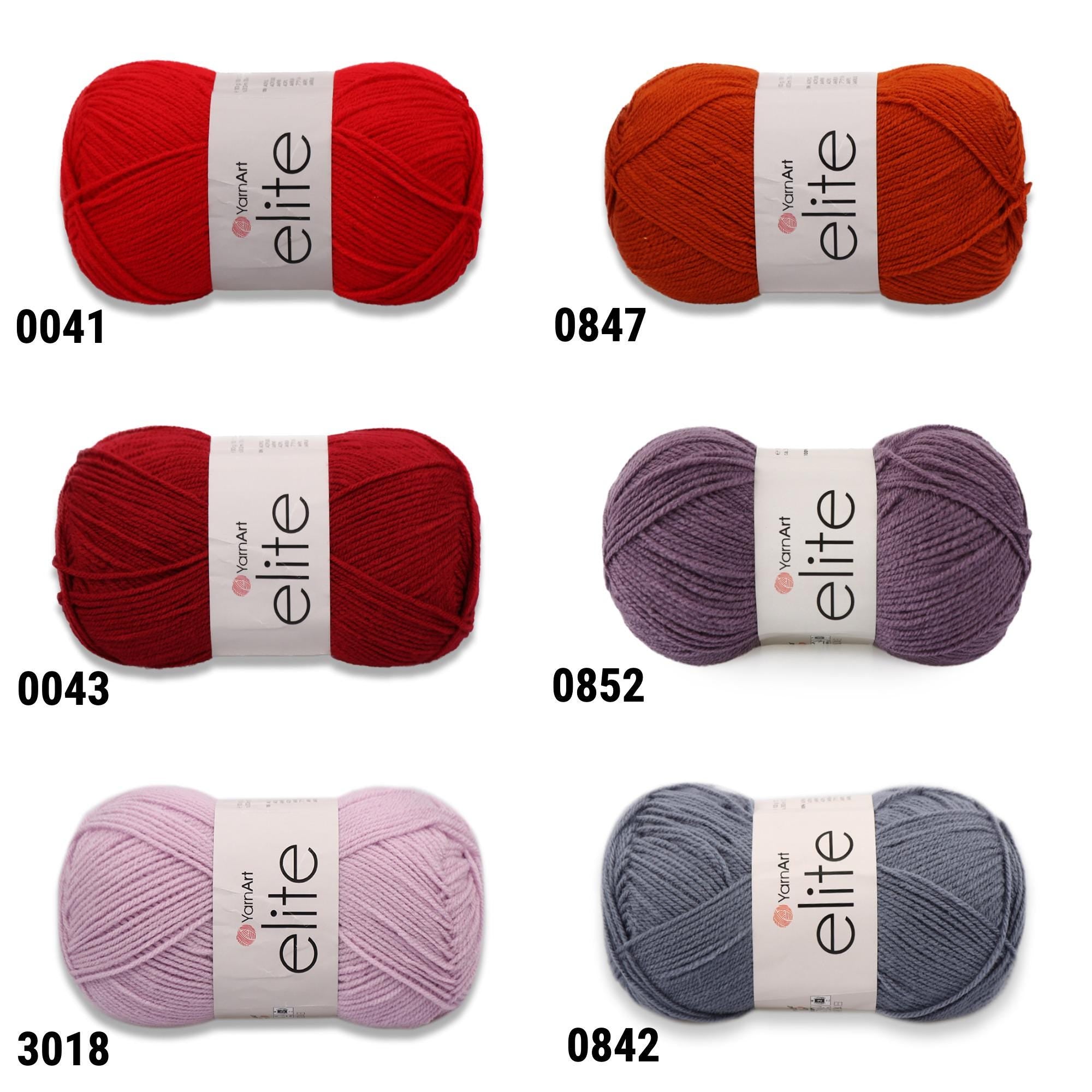YarnArt ELITE Soft Acrylic Yarn, 45 Colors, Crocheting Yarn, Knitting Yarn, 2 Sport Fine Weight Yarn, Amigurumi Yarn, Multiple Colors Option