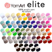 YarnArt ELITE Soft Acrylic Yarn, 45 Colors, Crocheting Yarn, Knitting Yarn, 2 Sport Fine Weight Yarn, Amigurumi Yarn, Multiple Colors Option