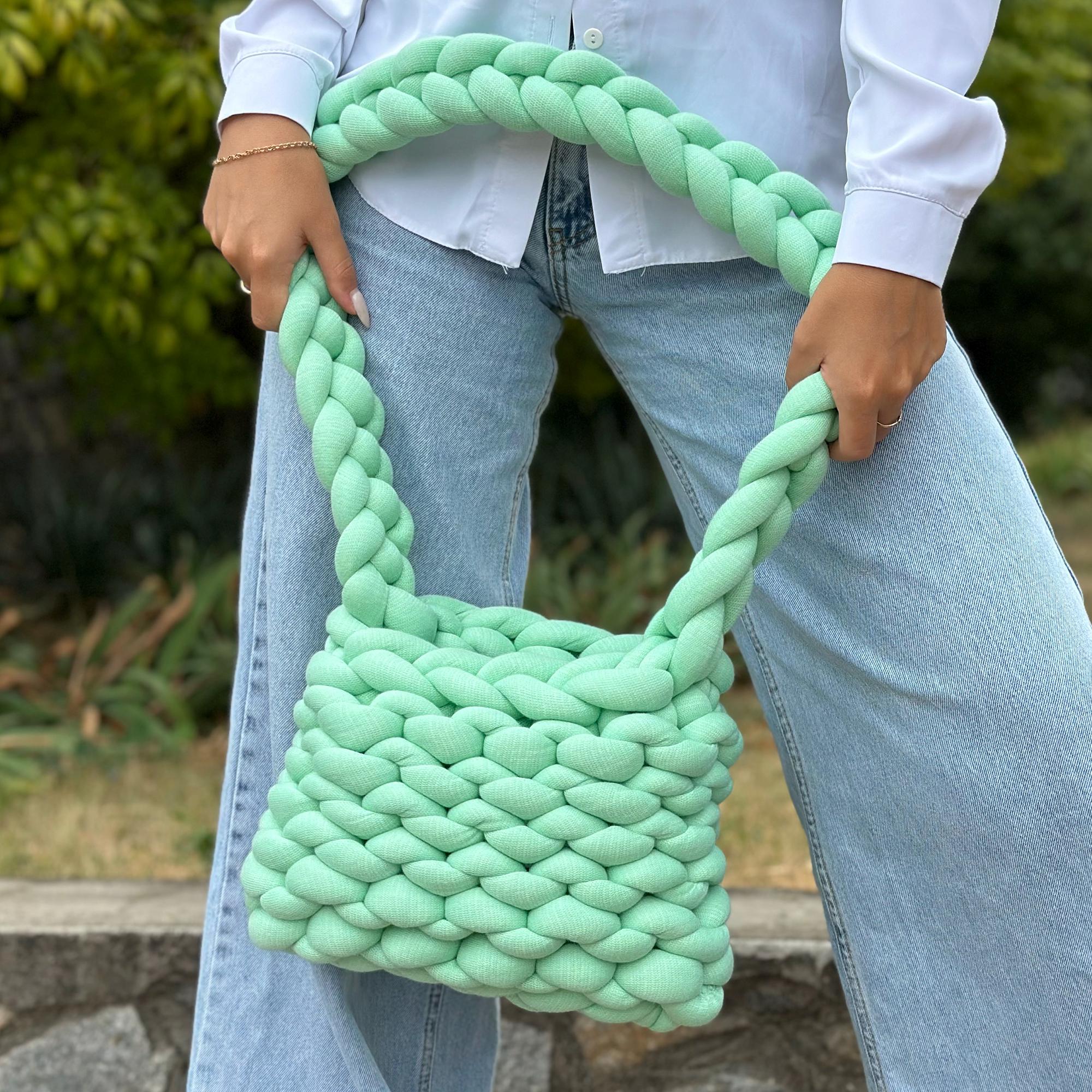 Easy CHUNKY Crossbody YARN BAG Arm Knitting Pattern, The Frankie Bag, Pdf and Video Tutorial Chunky Purse, Purse Crochet Pattern