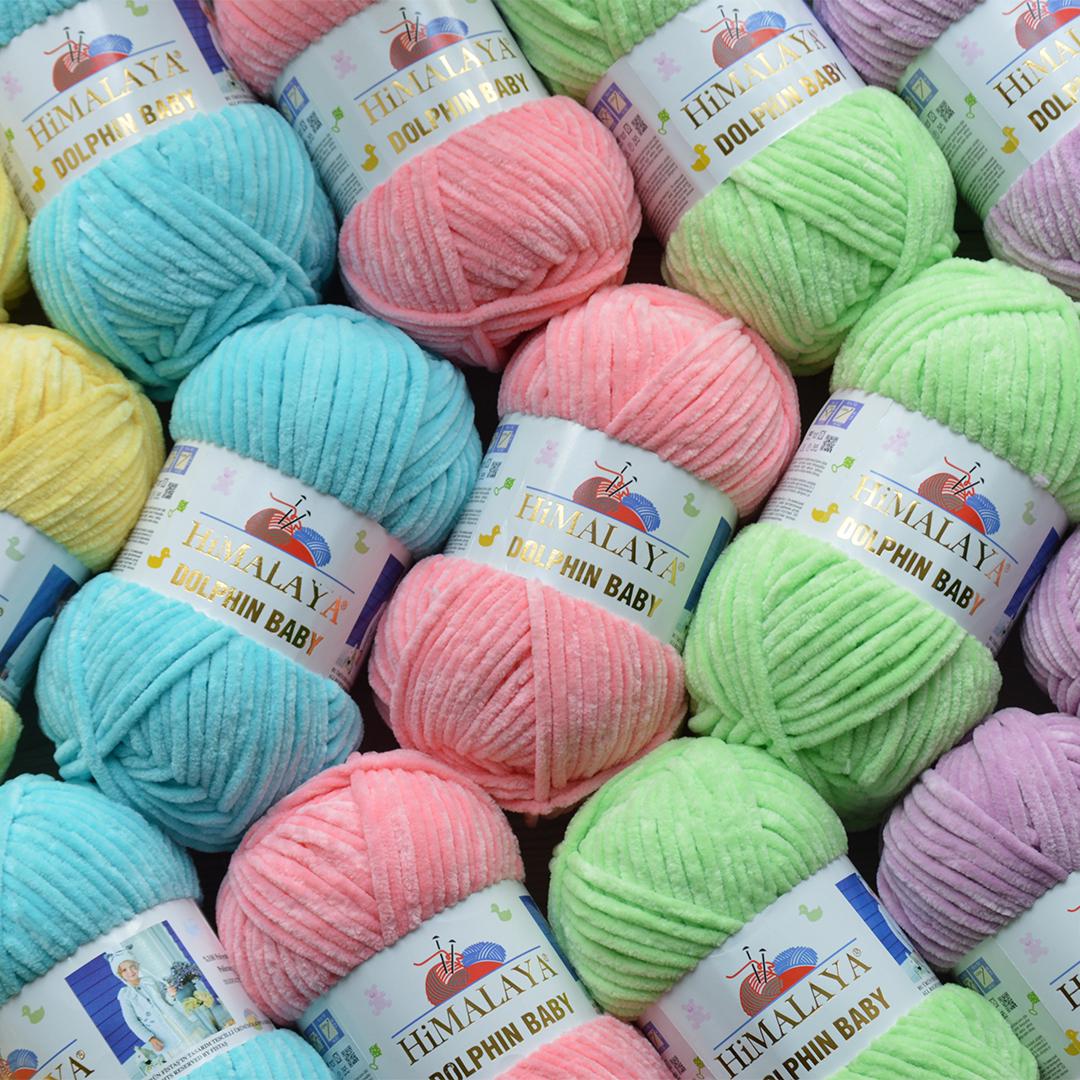 Himalaya DOLPHINE BABY 46 COLORS, Amigurumi Yarn, Plush Yarn, Bulky Chenille Yarn, Velvet Knitting Yarn, Baby Yarn, Fluffy Yarn