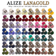 Alize Lanagold, 57 colors DK Wool Blend Yarn, 49 wool, 51 acrylic, Knitting Wool Yarn, Acrylic Blend Crochet Yarn, Classic Yarn 3.5 oz