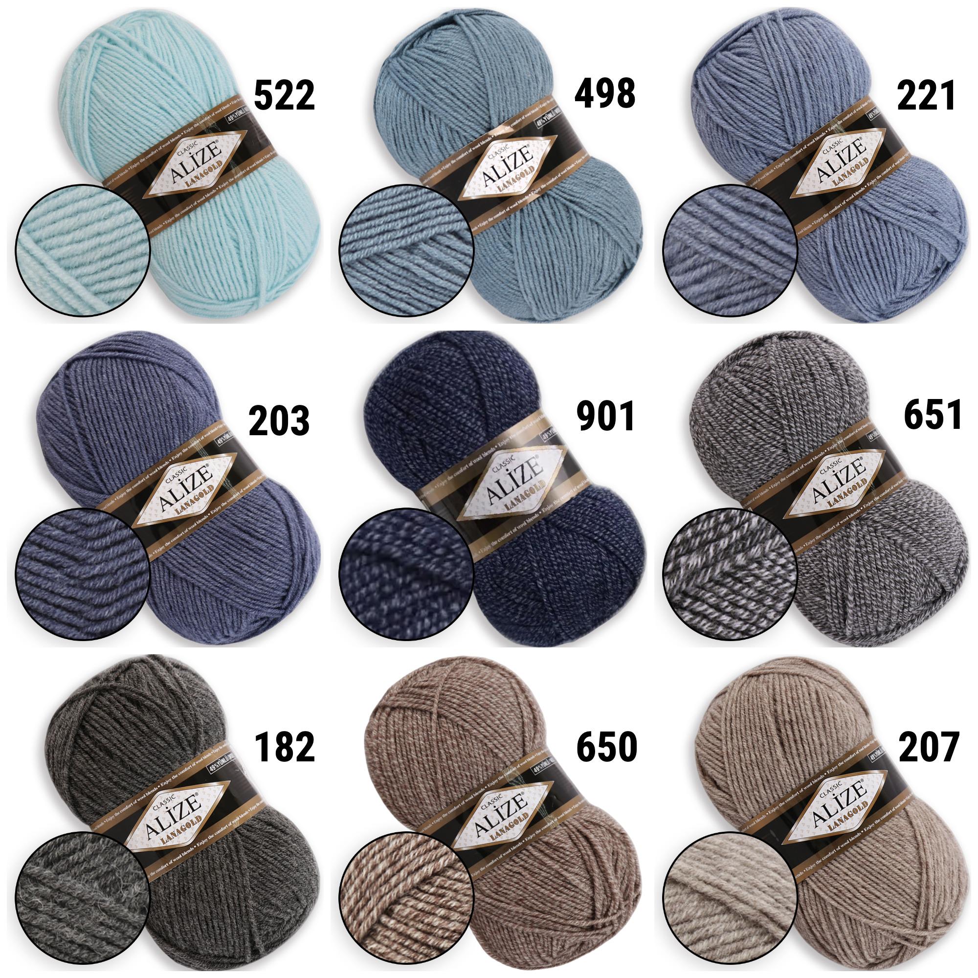 Alize Lanagold, 57 colors DK Wool Blend Yarn, 49 wool, 51 acrylic, Knitting Wool Yarn, Acrylic Blend Crochet Yarn, Classic Yarn 3.5 oz