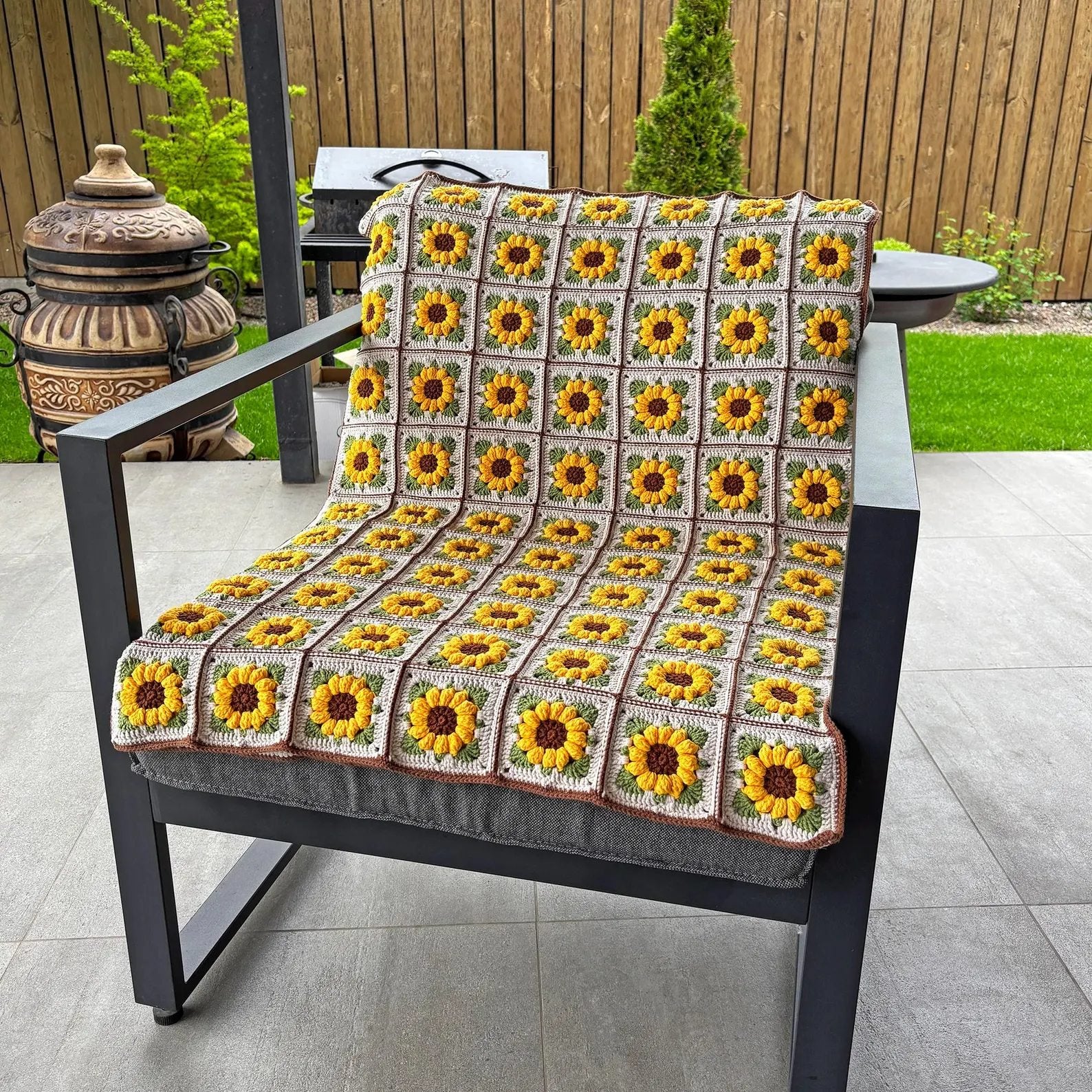 Crochet Sunflower Granny Square Blanket KIT (skill level Intermediate)
