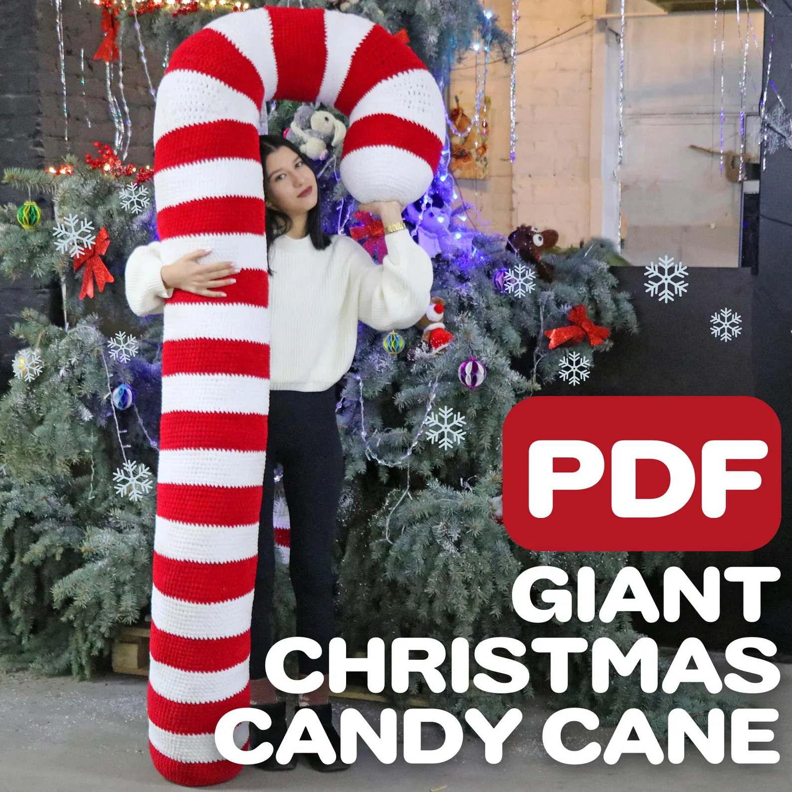 GIANT CANDY CANE Crochet Pattern (skill level beginner)